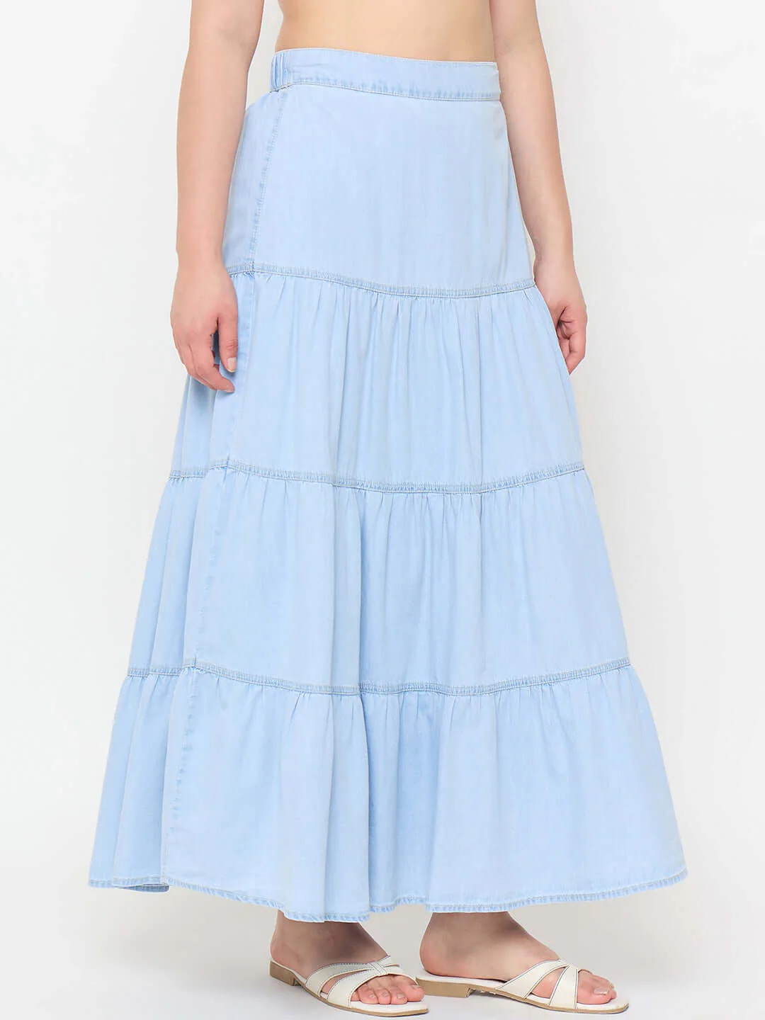 Madame Tiered Denim Long Skirt - Image 5