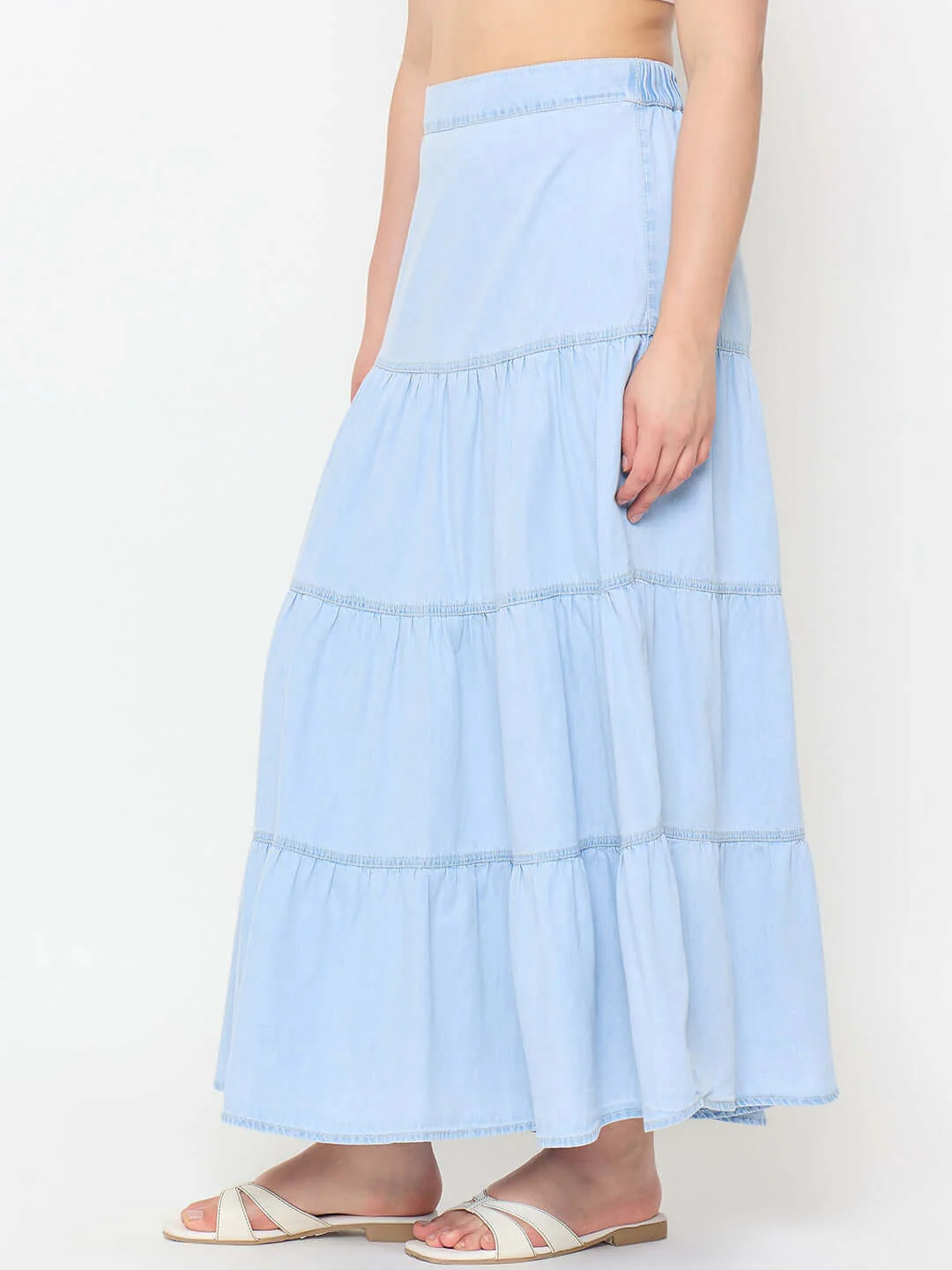 Madame Tiered Denim Long Skirt - Image 6