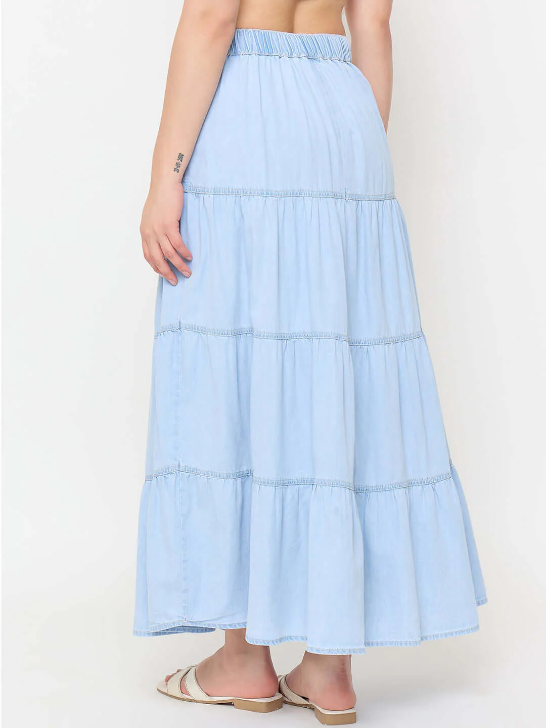 Madame Tiered Denim Long Skirt - Image 7