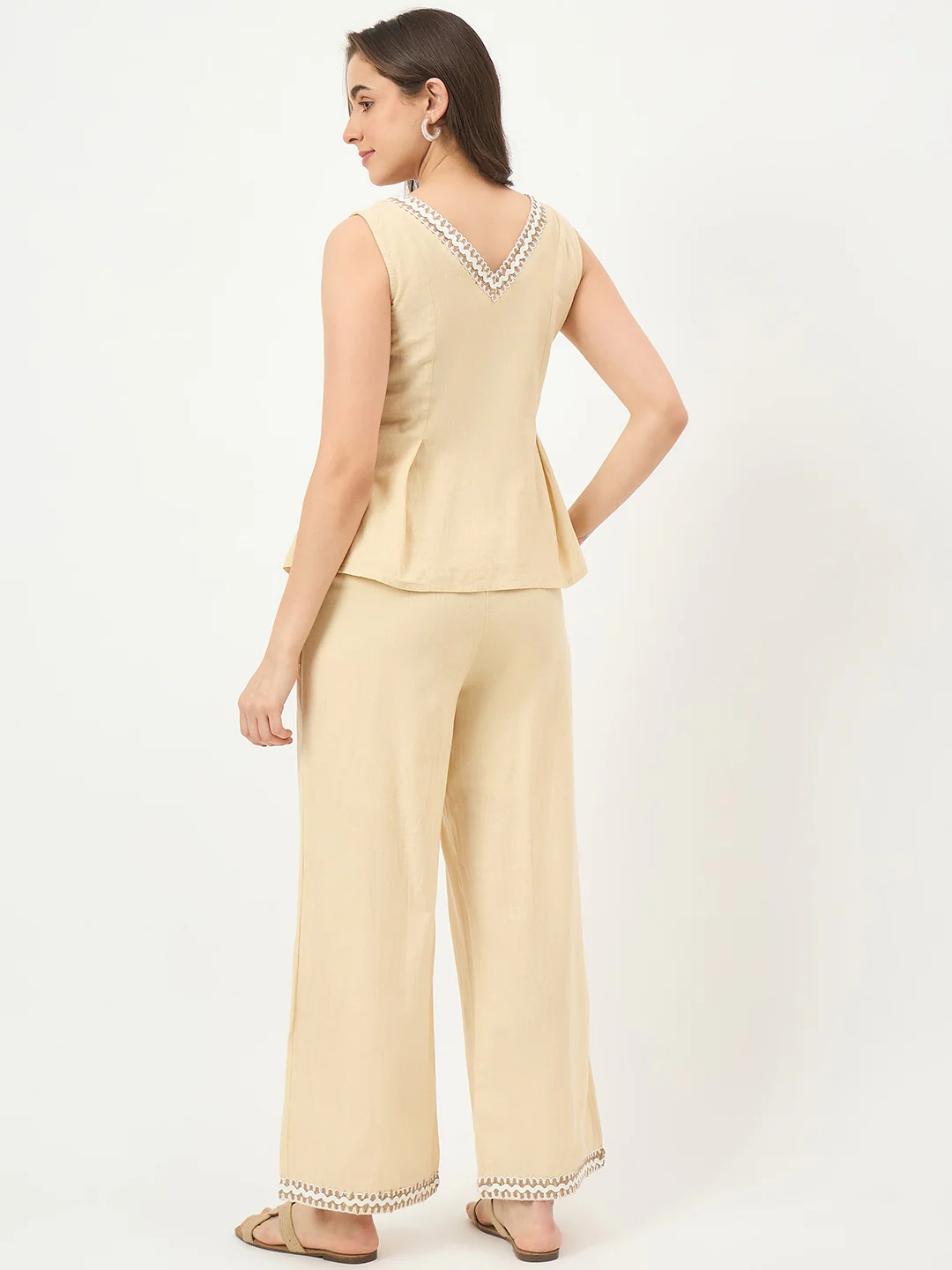 Madame Beige Embroidered Co-ord Set - Image 6