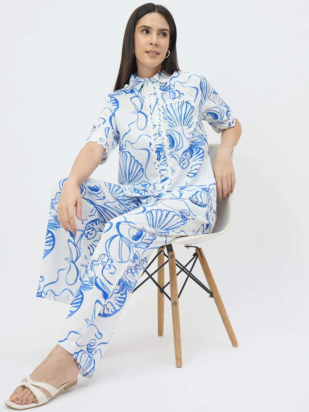 Madame White Printed Co-ord Set - Image 2