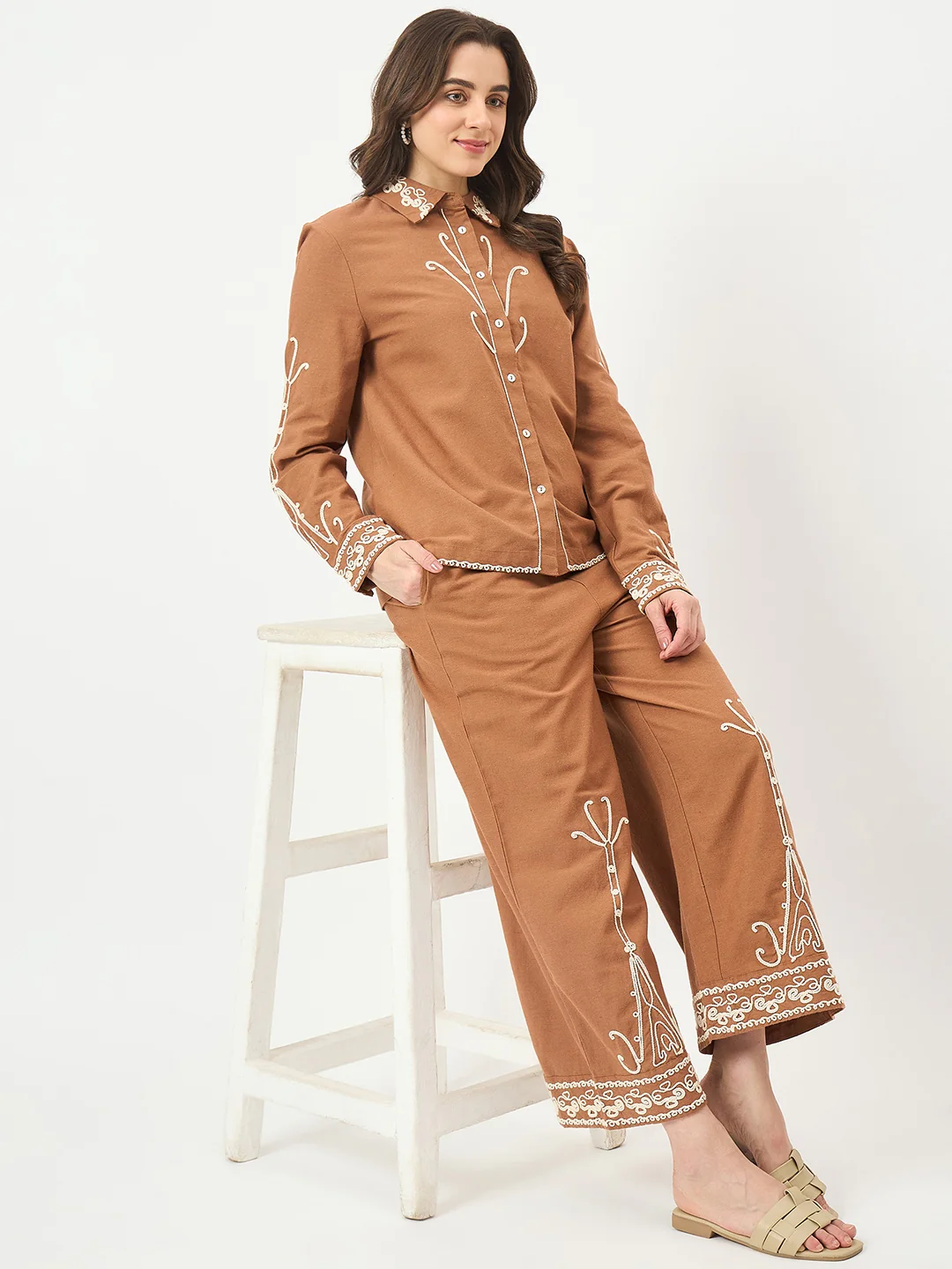 Madame Brown Embroidered Co-ord Set - Image 3