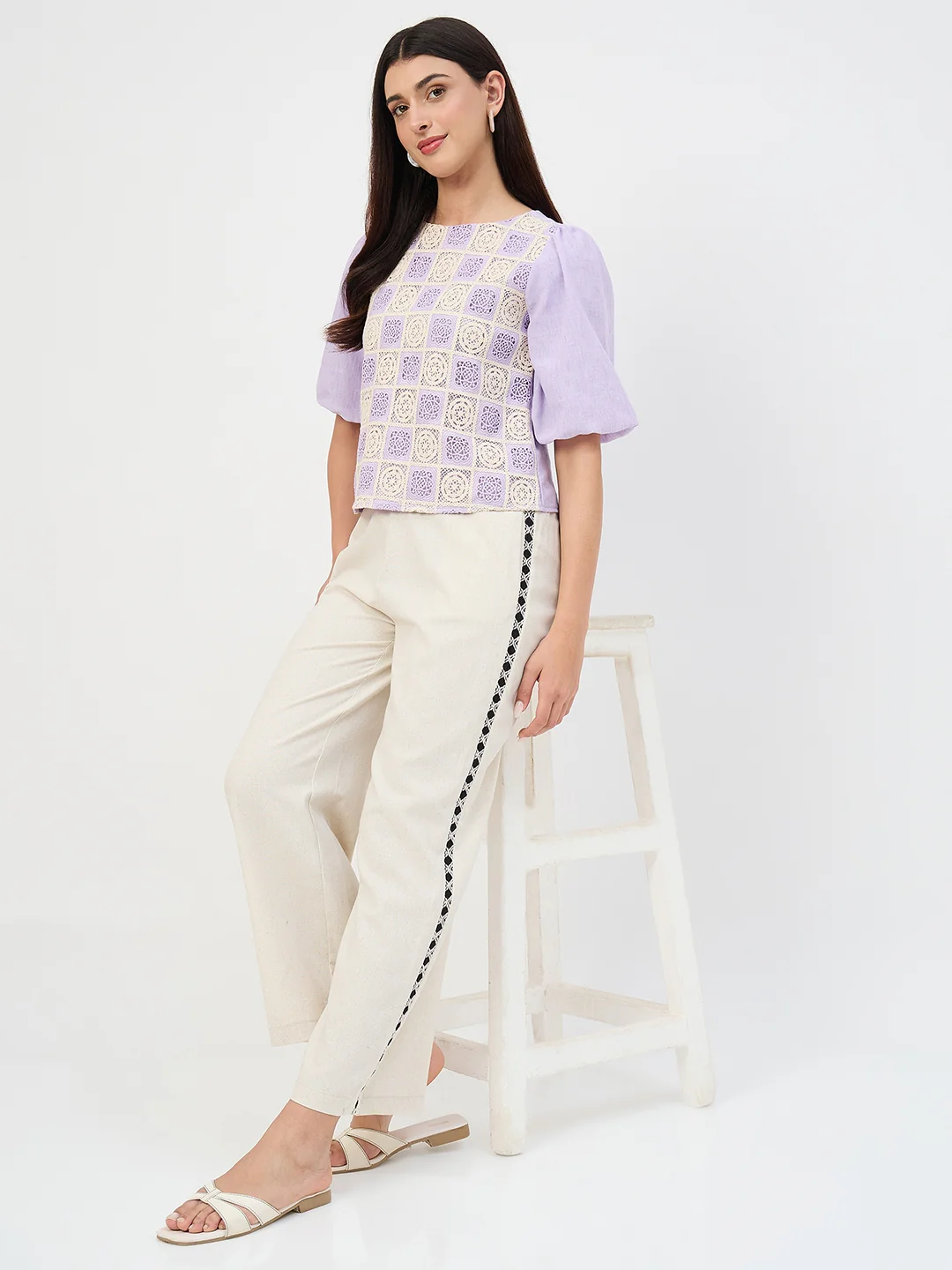 Madame Beige Straight-Fit Linen-Blend Trousers - Image 3