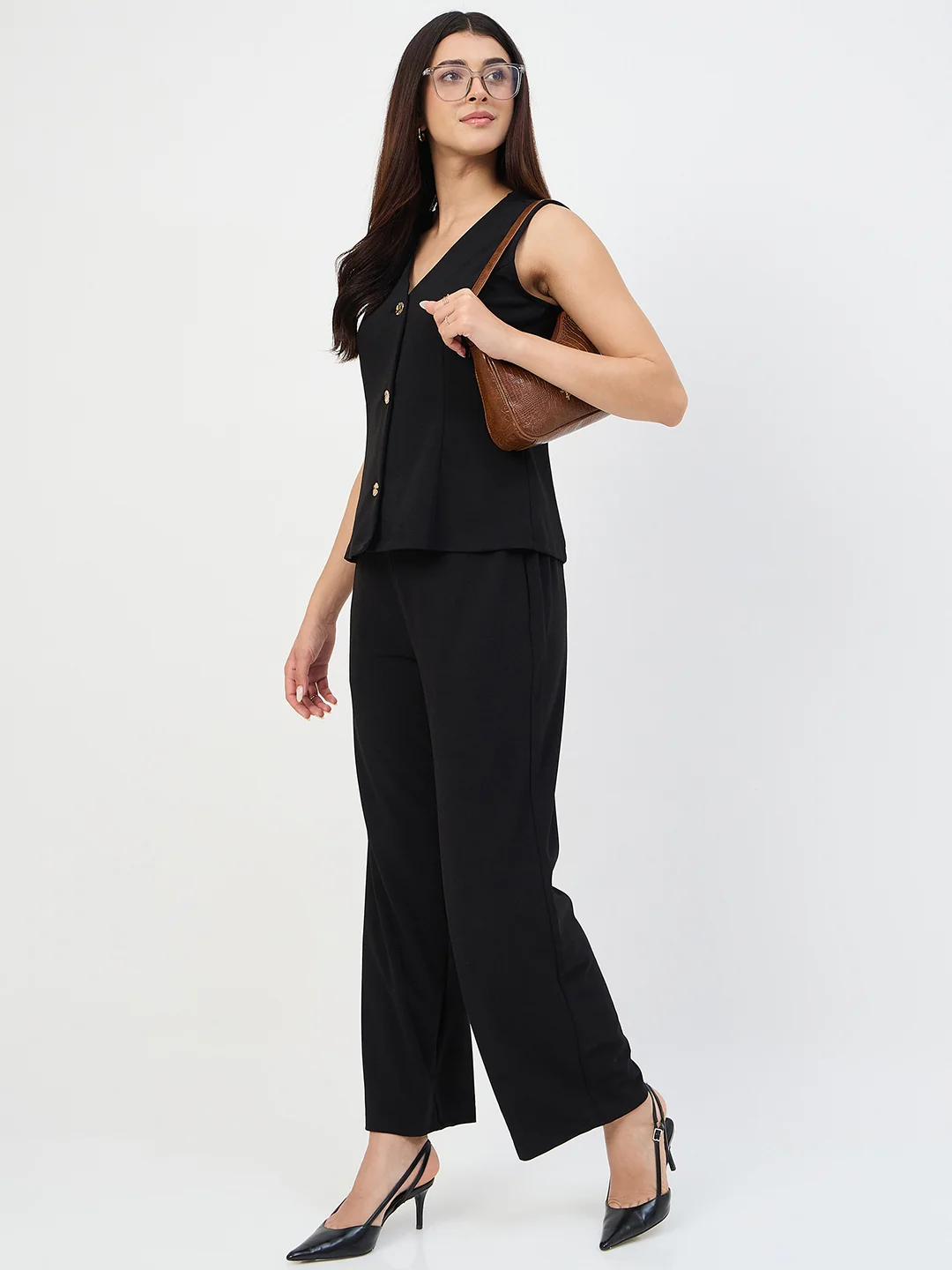 Madame Black V-Neck Vestcoat Co-ord Set - Image 3