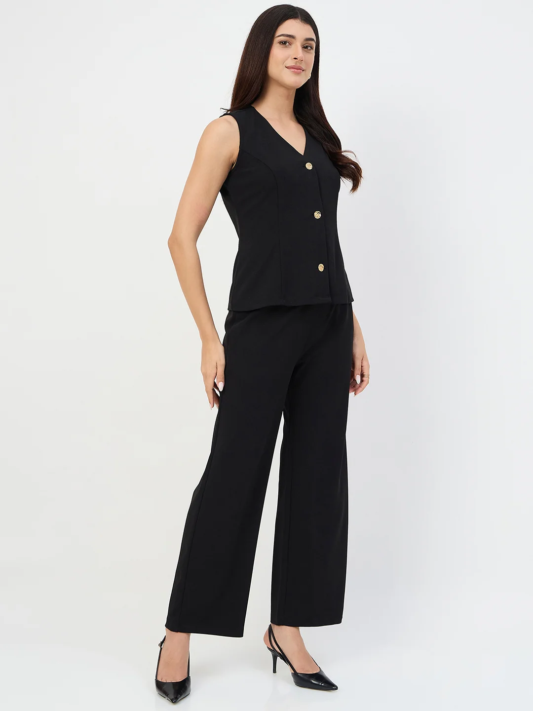 Madame Black V-Neck Vestcoat Co-ord Set - Image 4