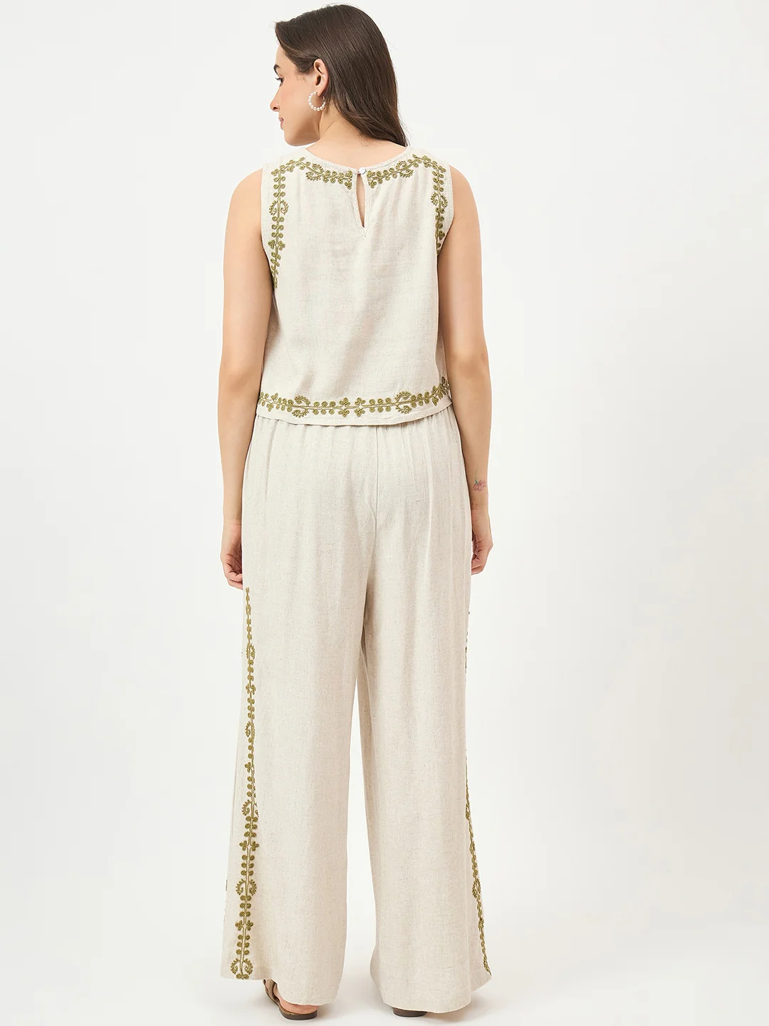 Madame Beige Embroidered Co-ord Set - Image 7