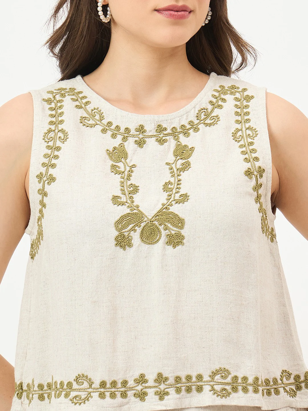 Madame Beige Embroidered Co-ord Set - Image 9