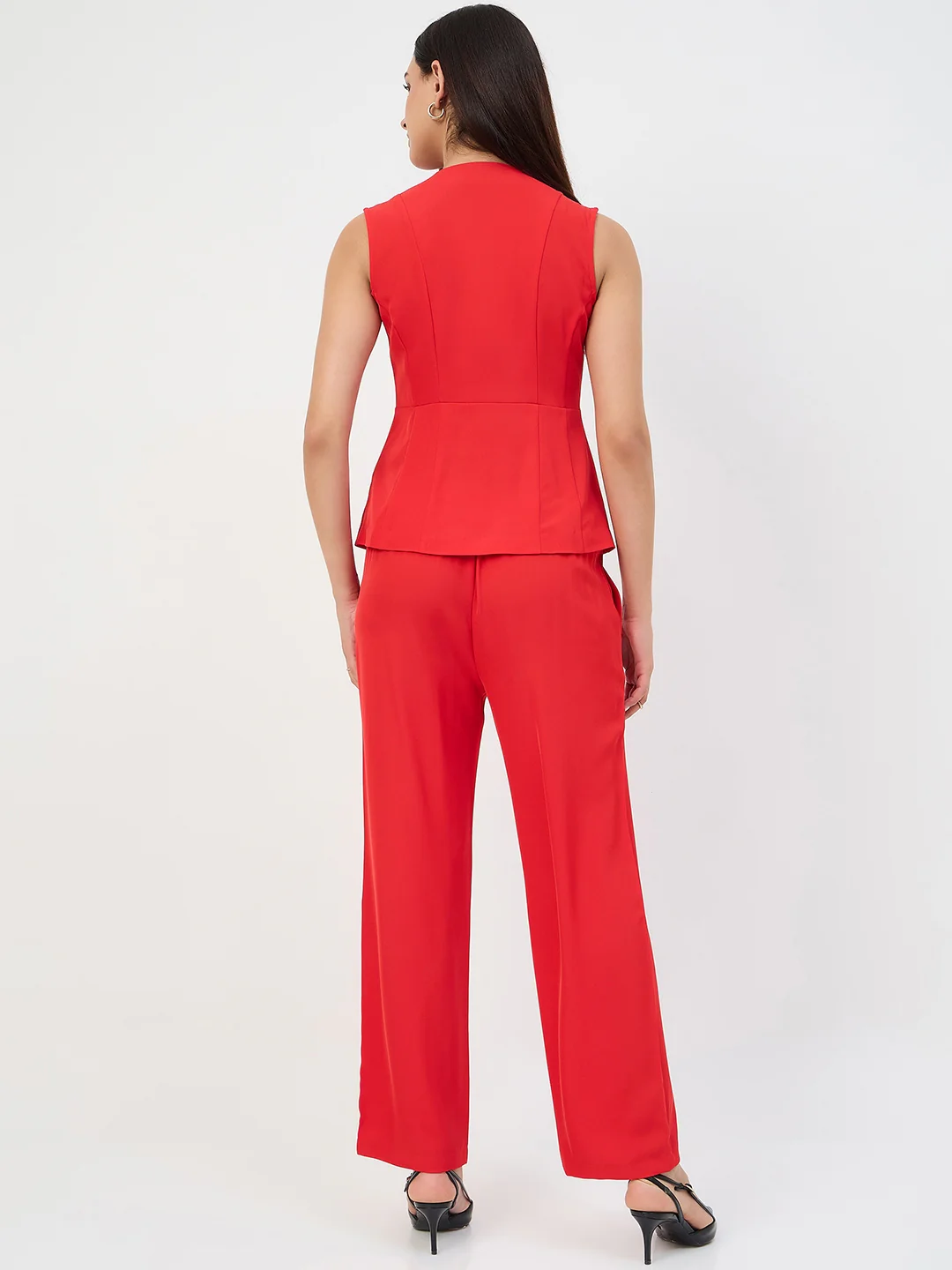Madame Red Tailored Vestcoat Co-Ord Set for Women - Image 7