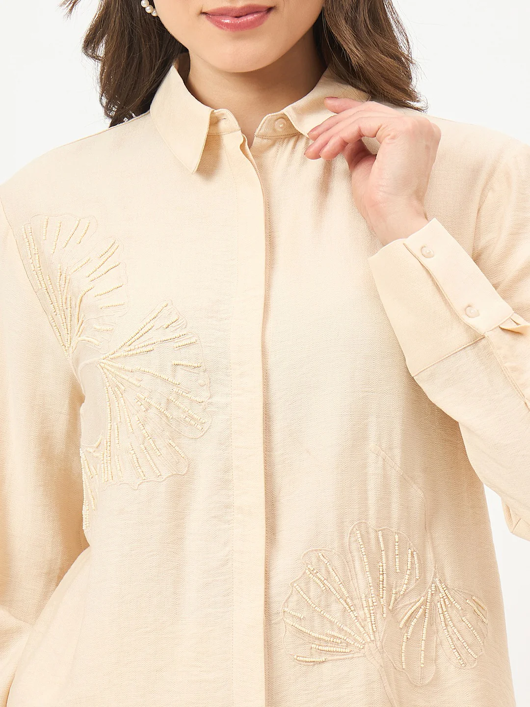 Madame Beige Rayon-Blend Co-ord Top - Image 8