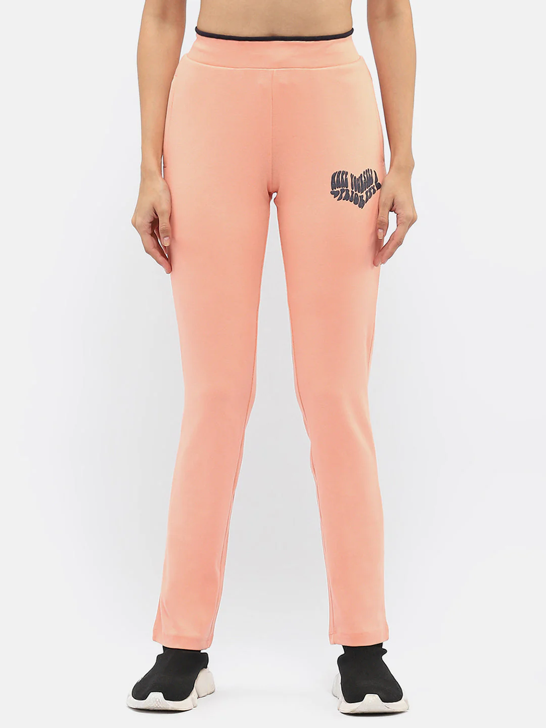 mSECRET Typography Peach Elasticated Waist Track Bottom - Image 2