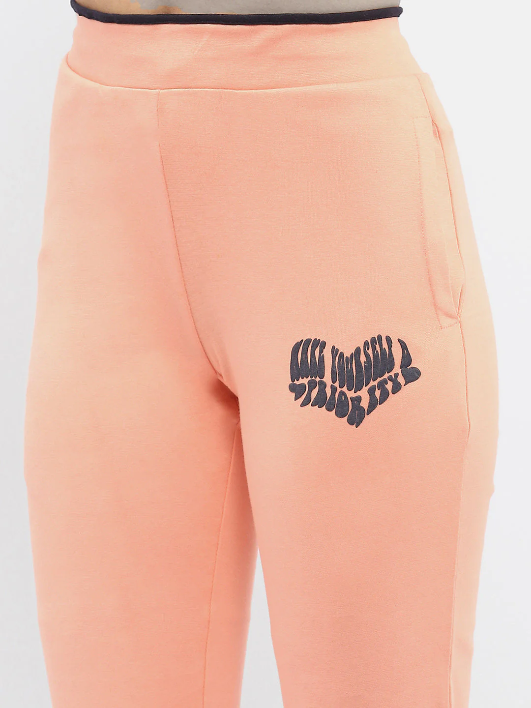mSECRET Typography Peach Elasticated Waist Track Bottom - Image 6