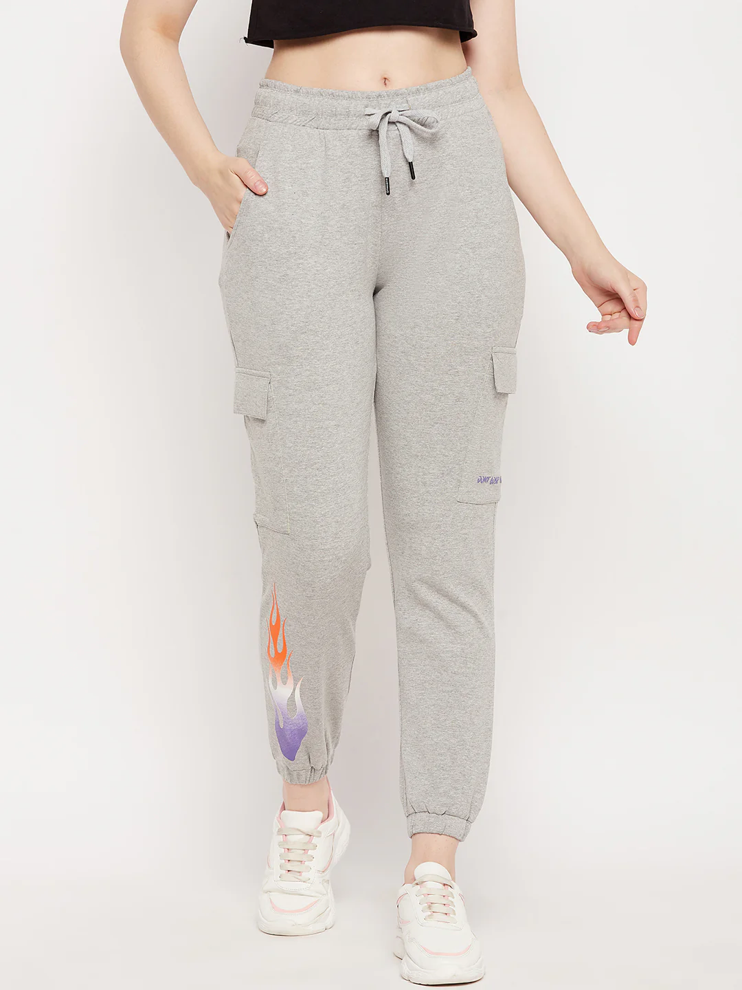 Msecret Grey Cotton Colourblock Trackpants