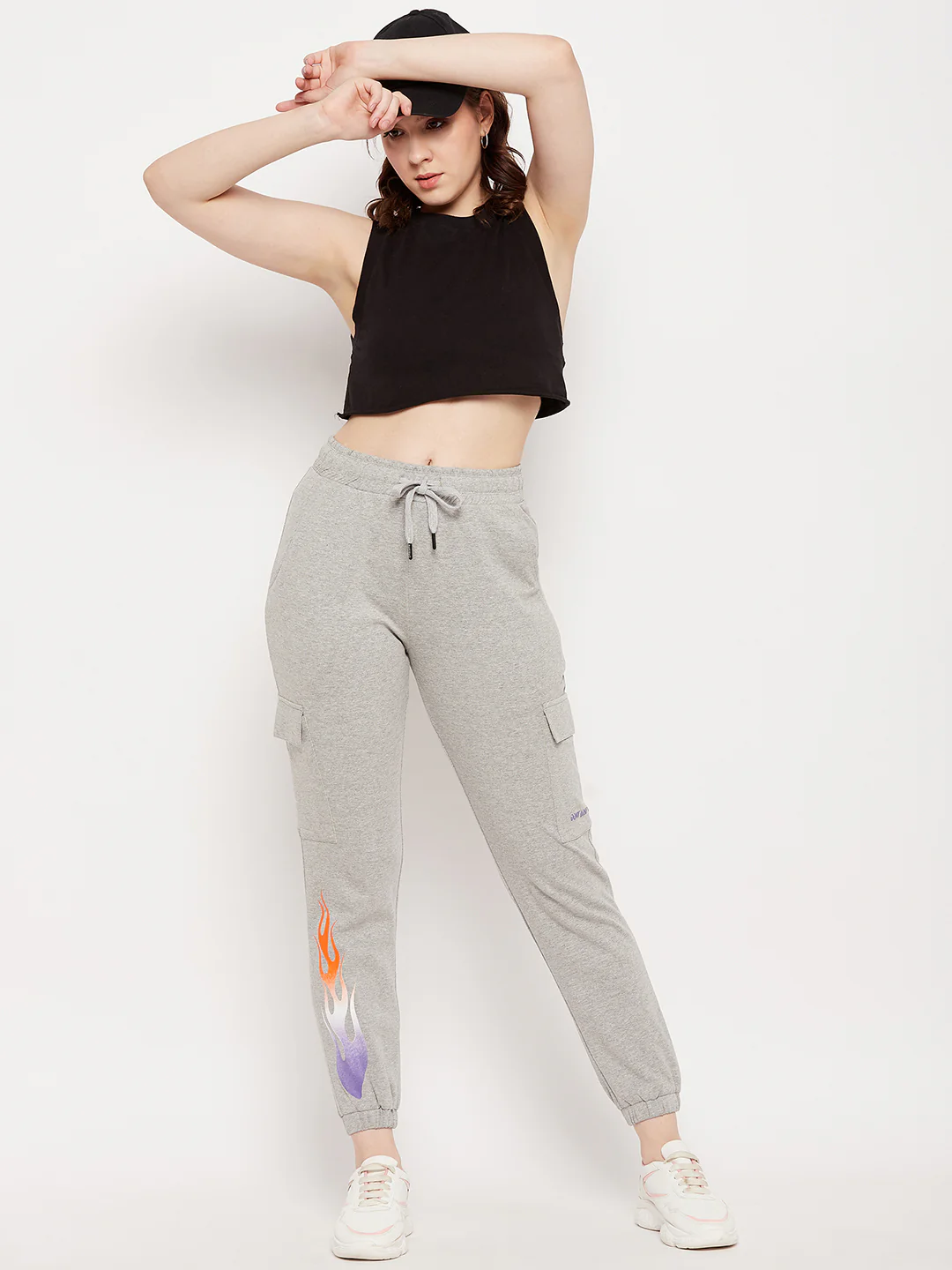 Msecret Grey Cotton Colourblock Trackpants - Image 2