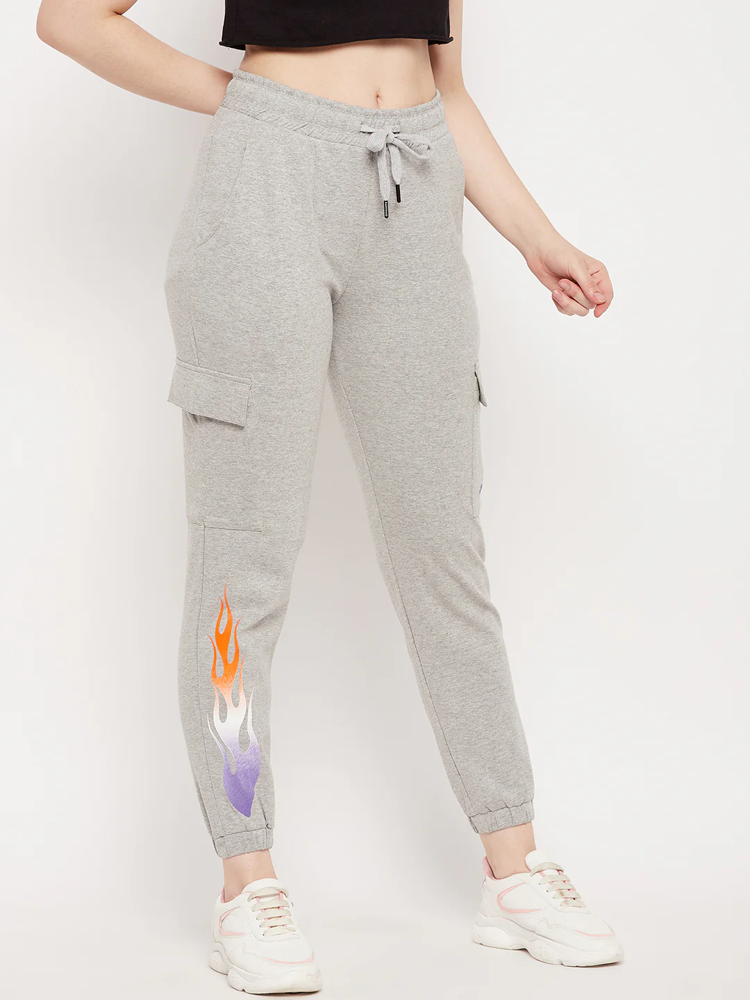Msecret Grey Cotton Colourblock Trackpants - Image 4