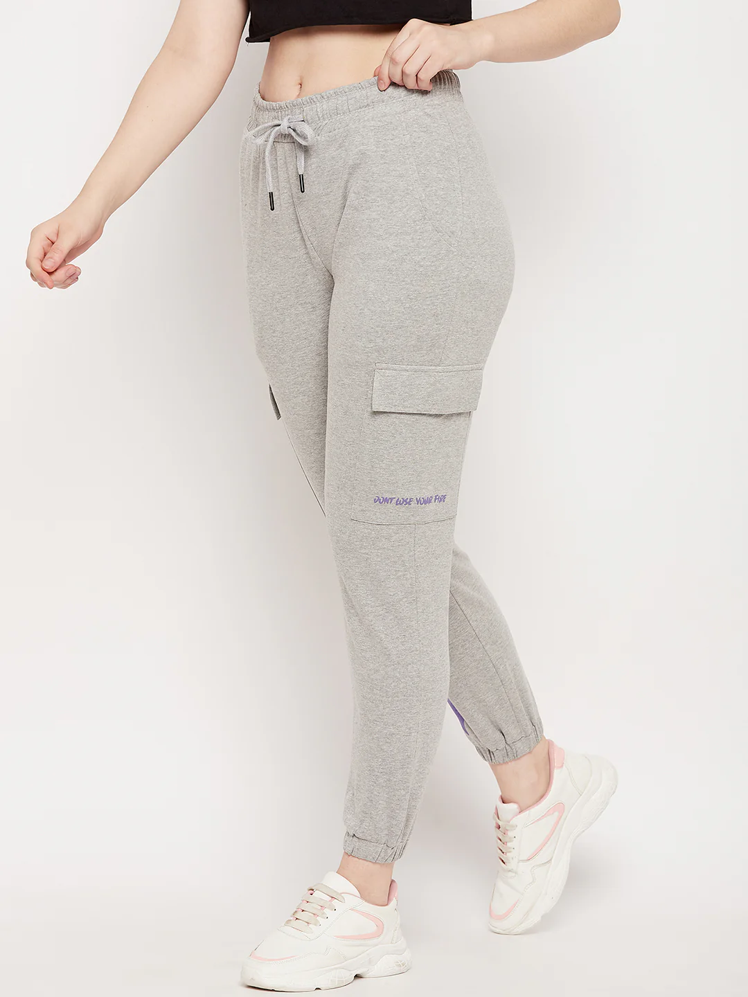 Msecret Grey Cotton Colourblock Trackpants - Image 5