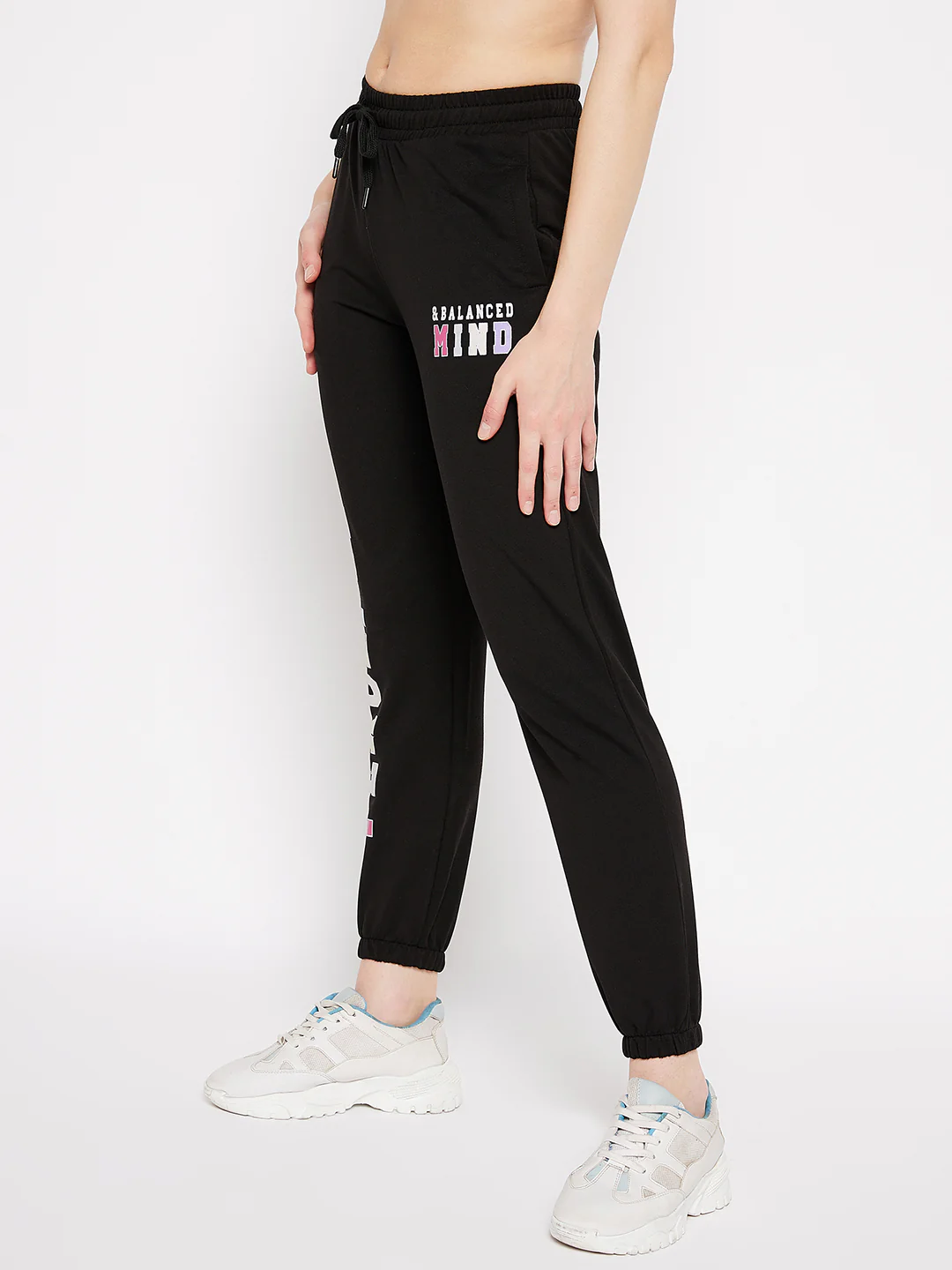 Msecret Black Printed Mid-Rise Cotton Track Bottom - Image 4