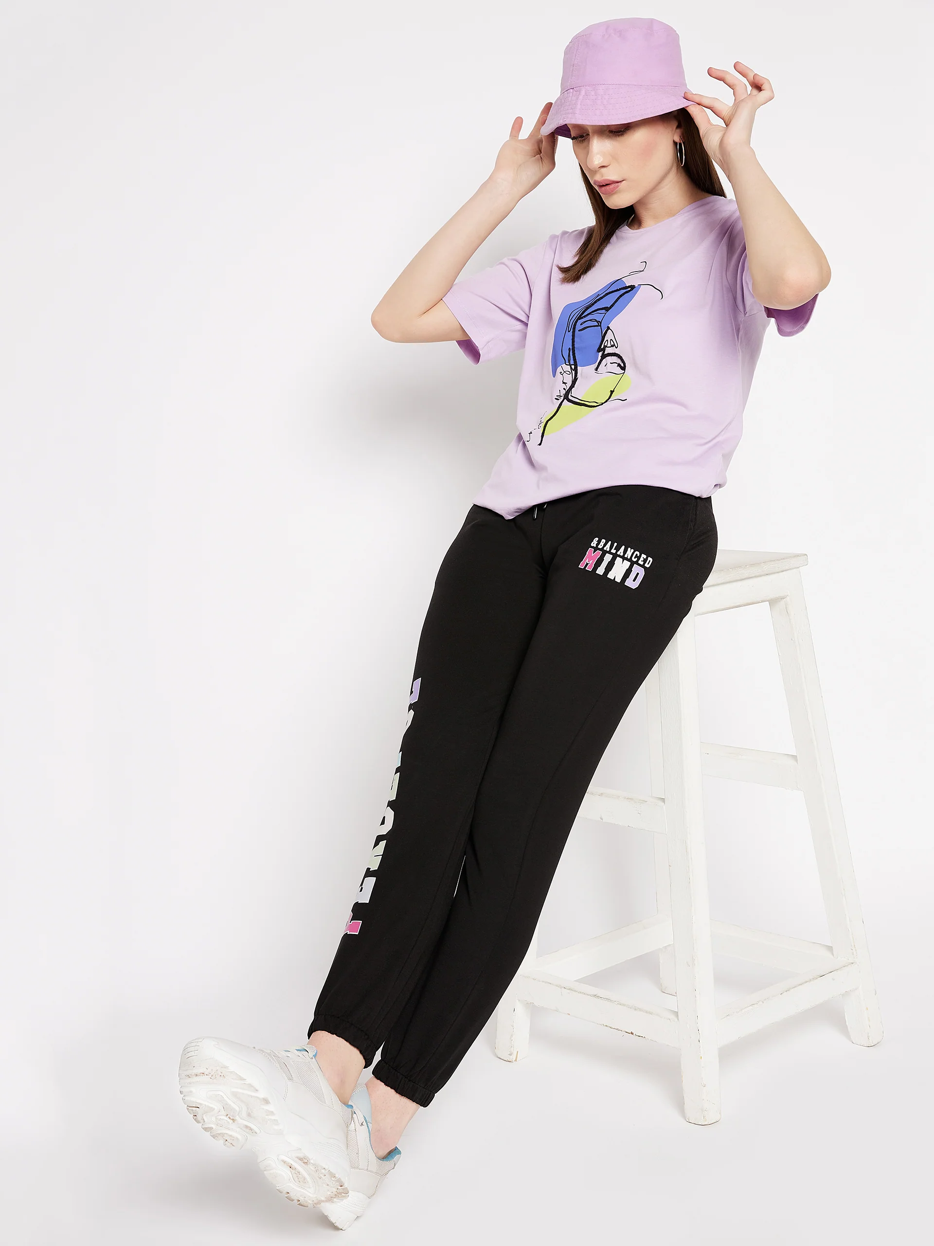 Msecret Black Printed Mid-Rise Cotton Track Bottom - Image 7