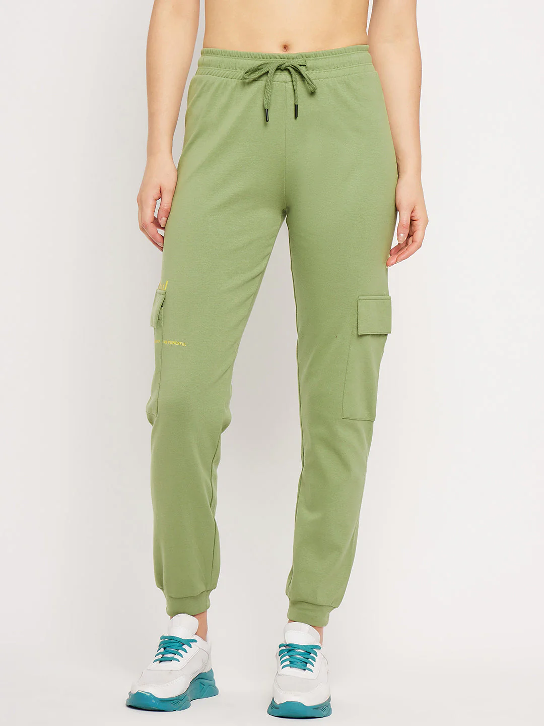 mSECRET Green Elasticated Ankle Typography Trackpants - Image 2