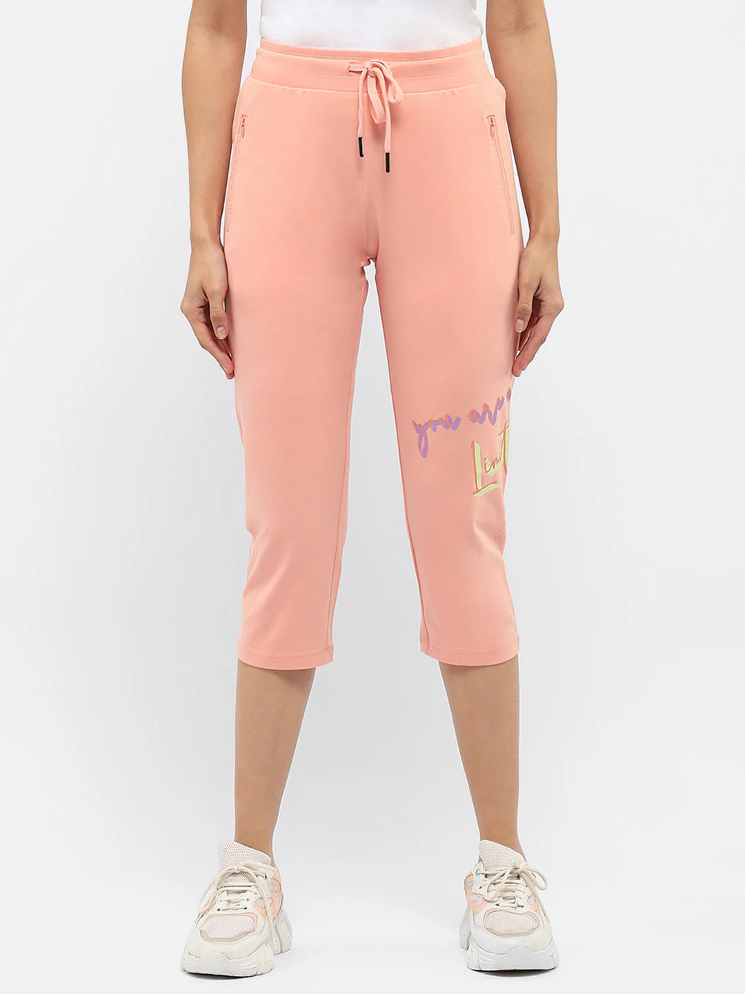 mSECRET Typography Peach Drawstring Waist Capri - Image 2