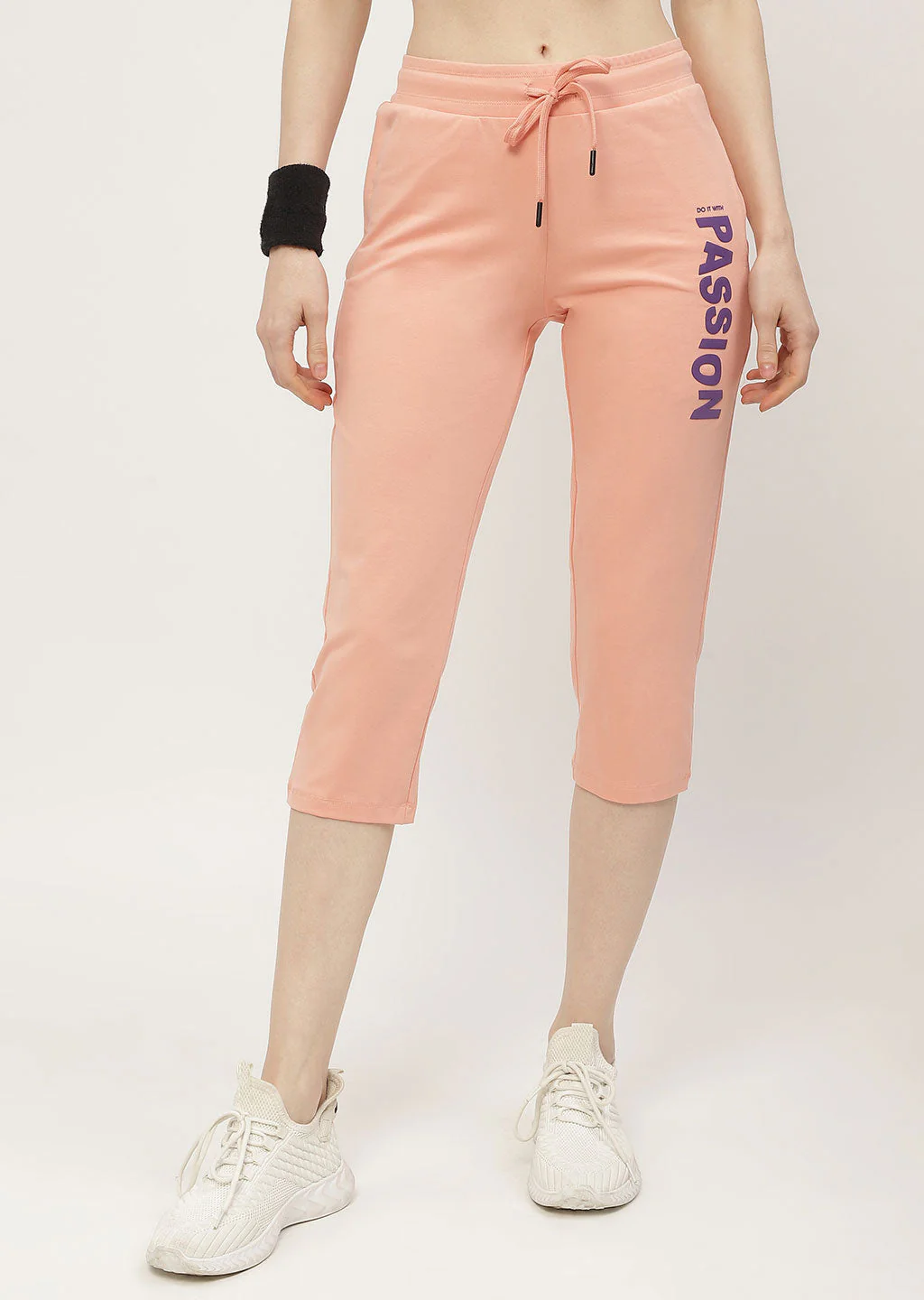 mSECRET Typography Peach Drawstring Waist Capri - Image 2