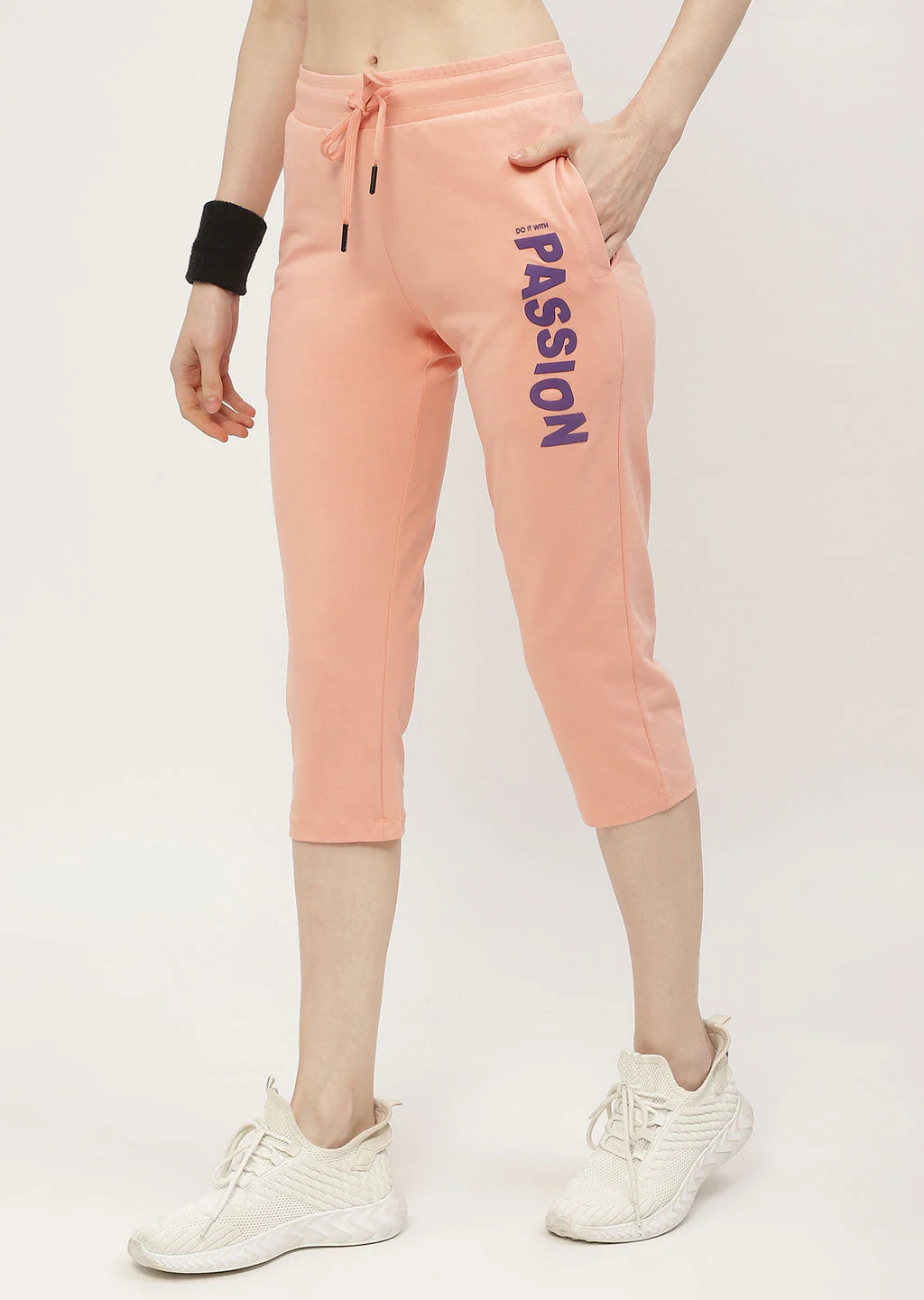 mSECRET Typography Peach Drawstring Waist Capri - Image 4