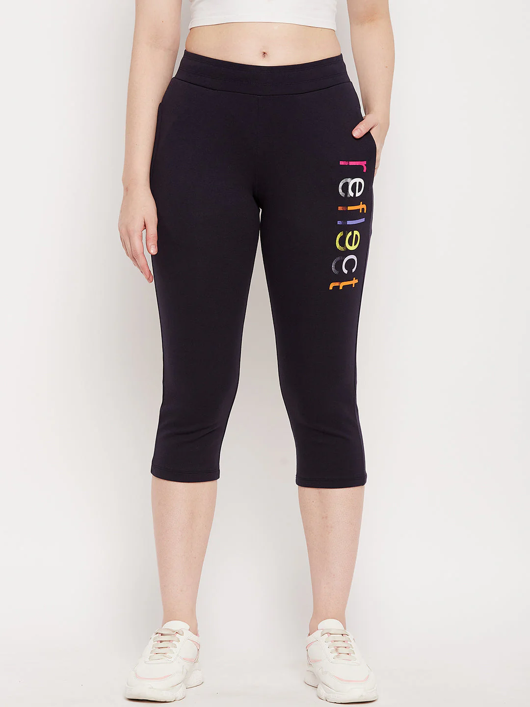 mSECRET Navy Printed Calf Length Track Pants - Image 2