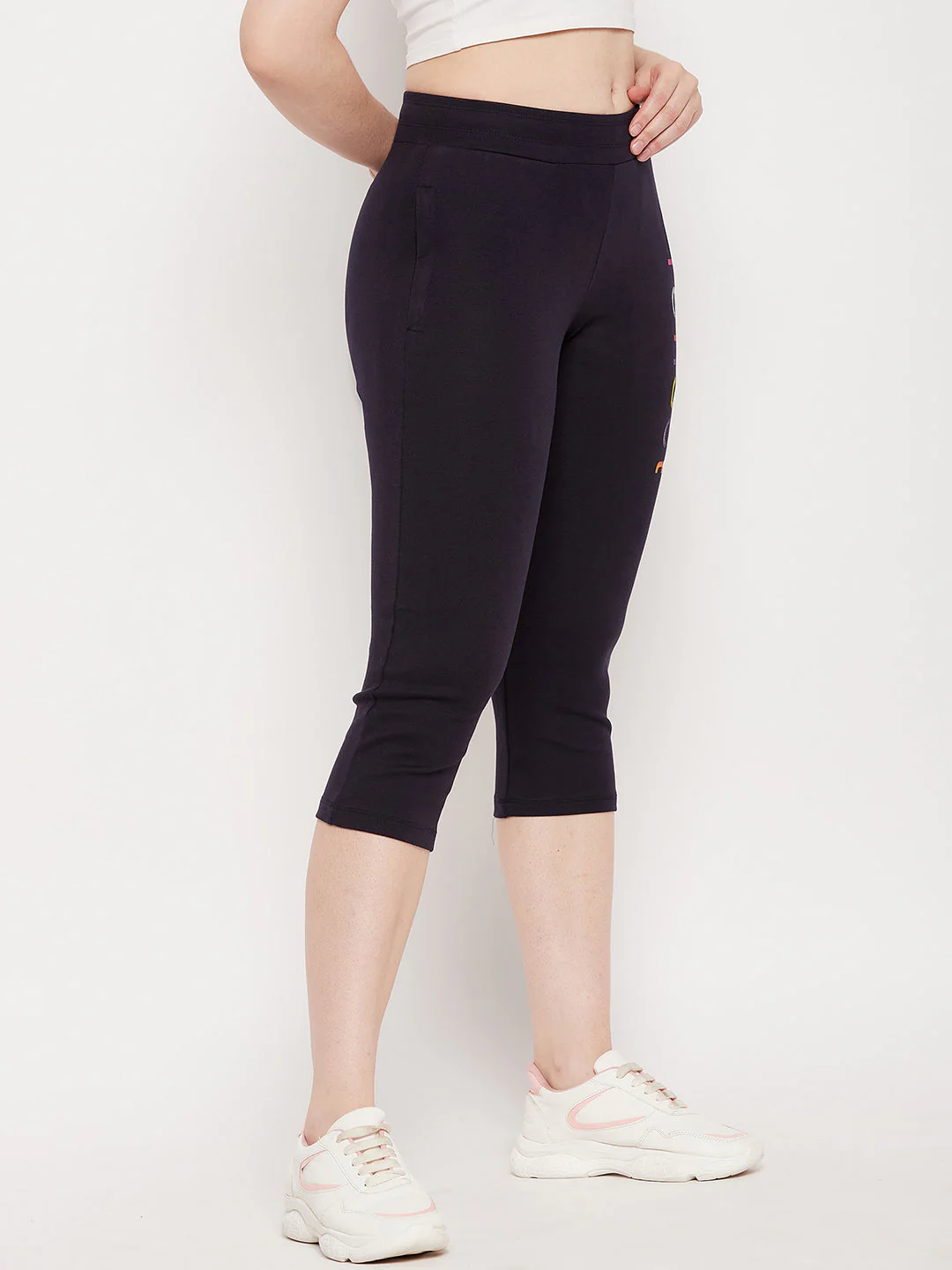 mSECRET Navy Printed Calf Length Track Pants - Image 3
