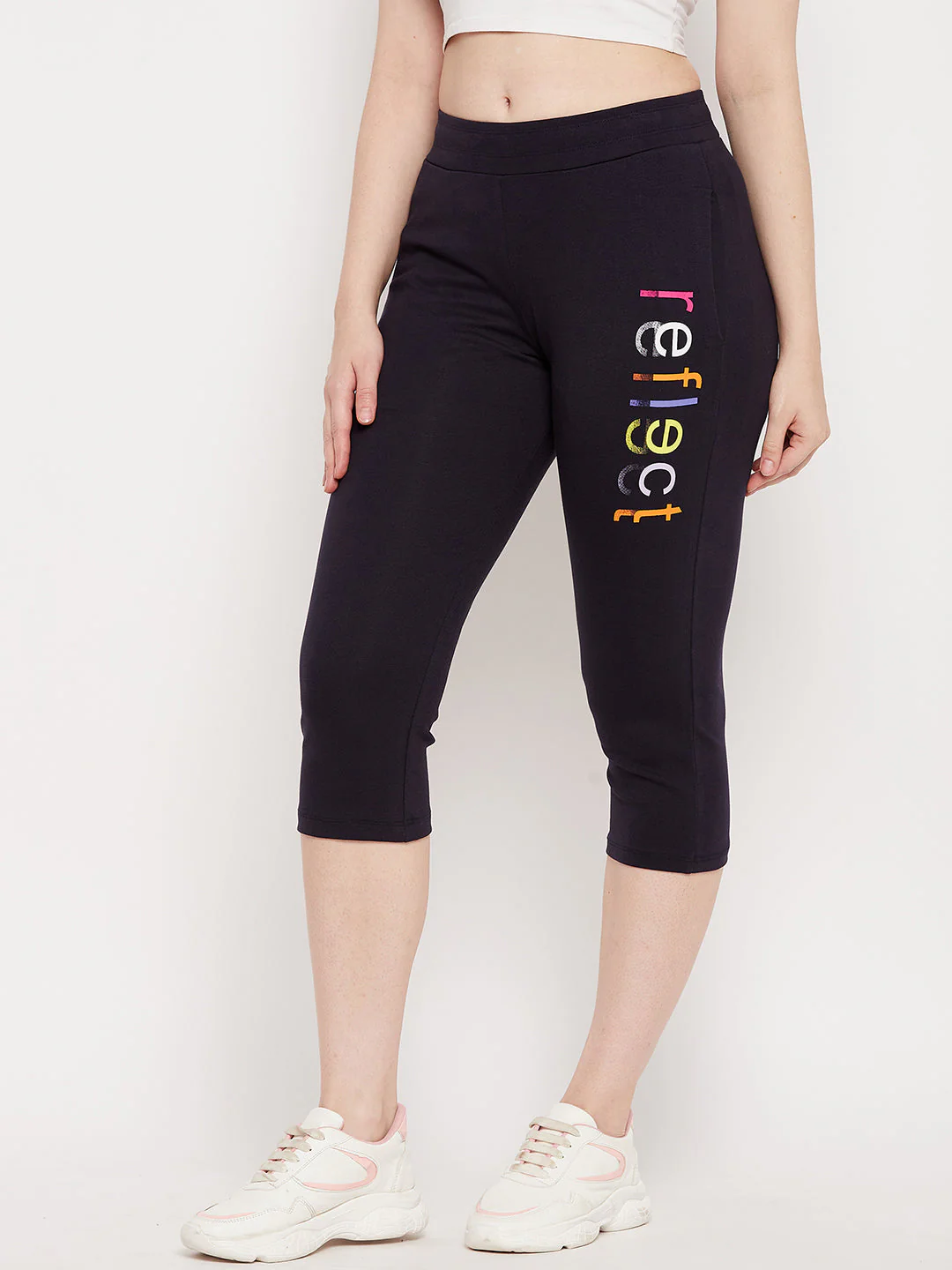 mSECRET Navy Printed Calf Length Track Pants - Image 4