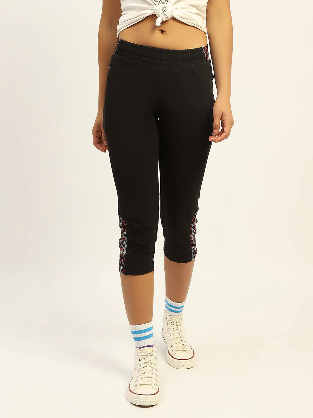mSECRET Printed Black Cotton Blend Capri - Image 2