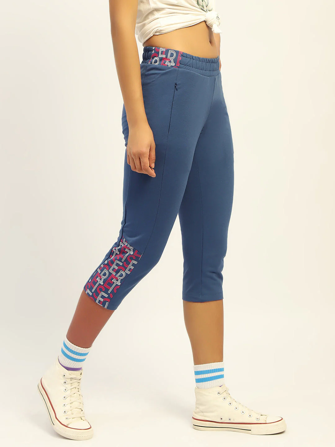 mSECRET Printed Blue Cotton Blend Capri - Image 3