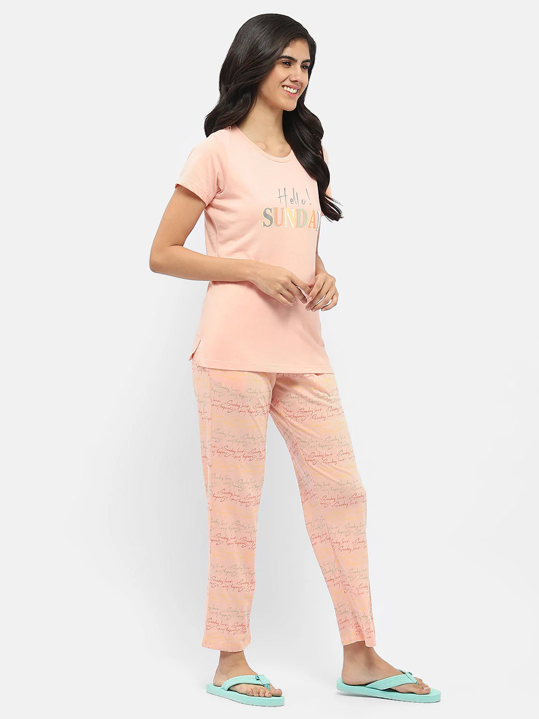 mSECRET Typography Peach Nightsuit - Image 3