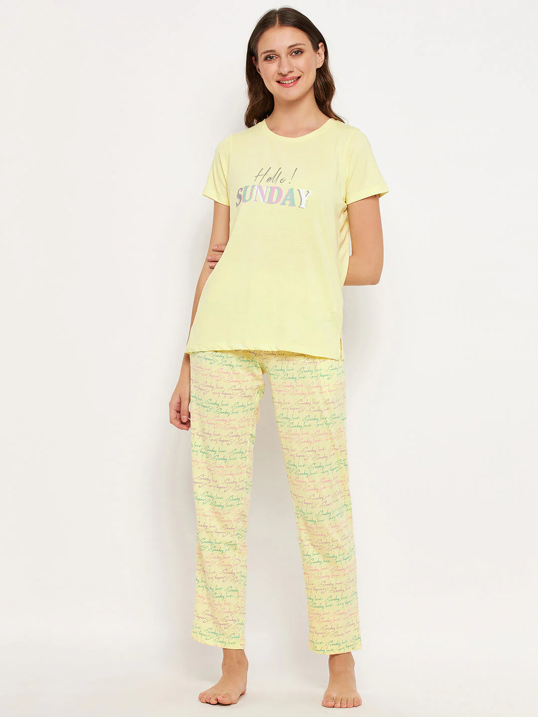 mSECRET Yellow Printed Cotton Nightsuit - Image 2