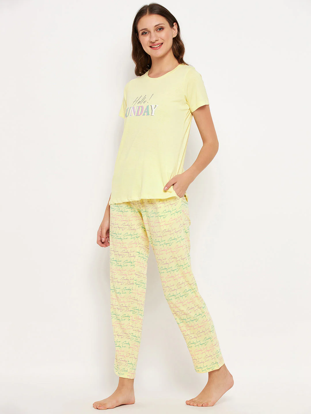 mSECRET Yellow Printed Cotton Nightsuit - Image 3