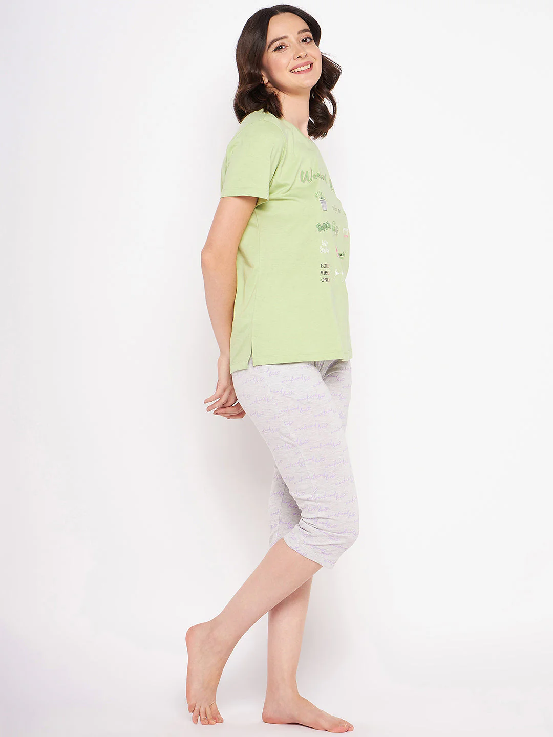 mSECRET Lime Typography Nightsuit - Image 3