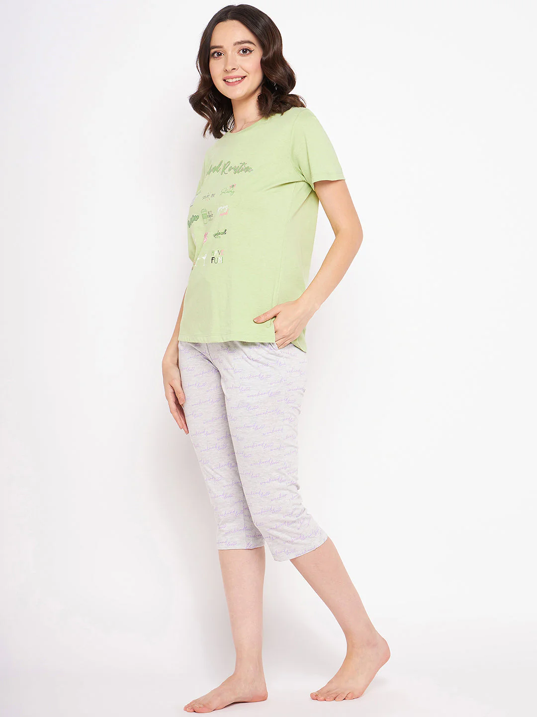 mSECRET Lime Typography Nightsuit - Image 4