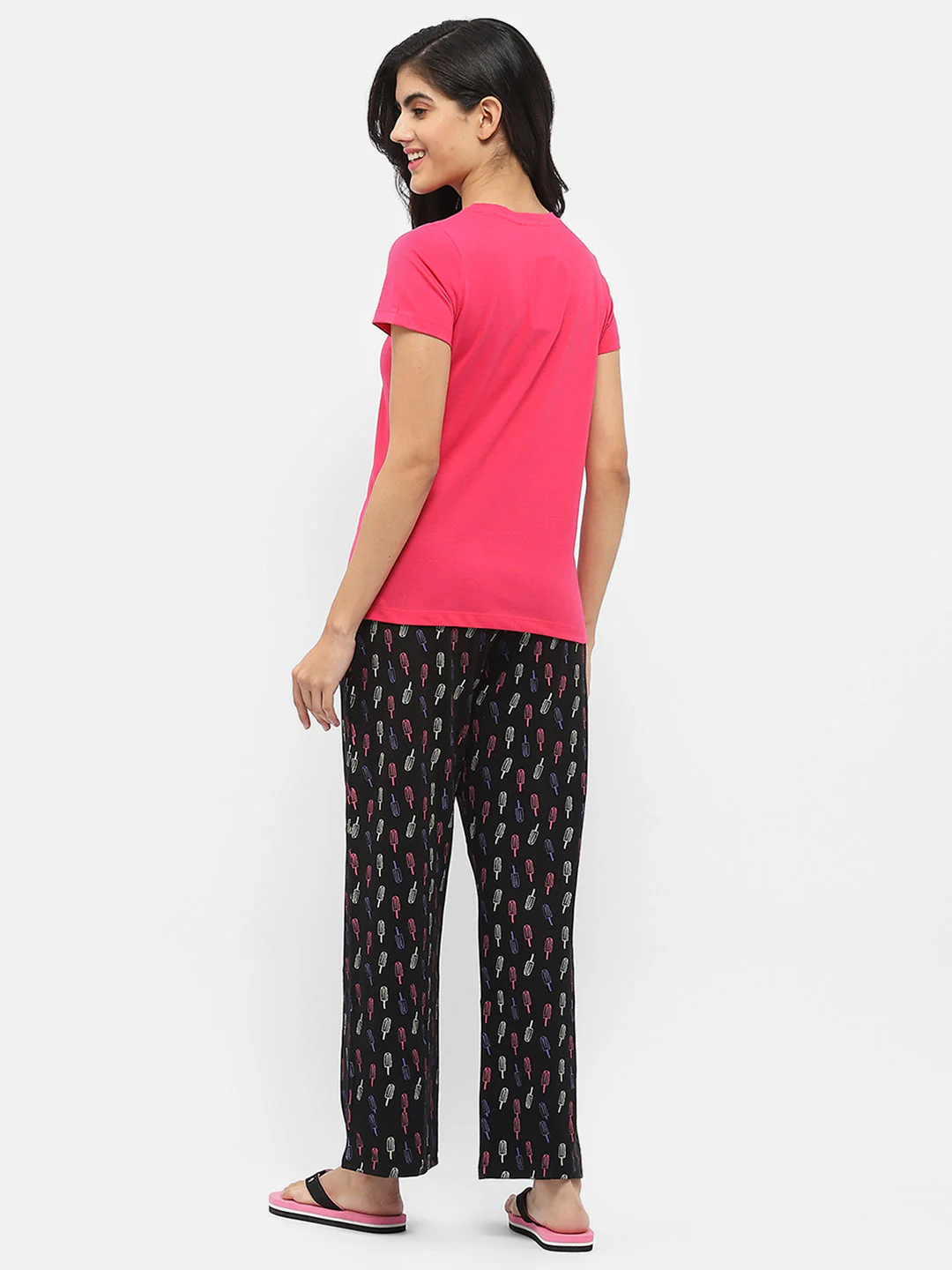 mSECRET Hot Pink T-shirt with Graphic Print Pajama and Shorts Nightsuit - Image 4