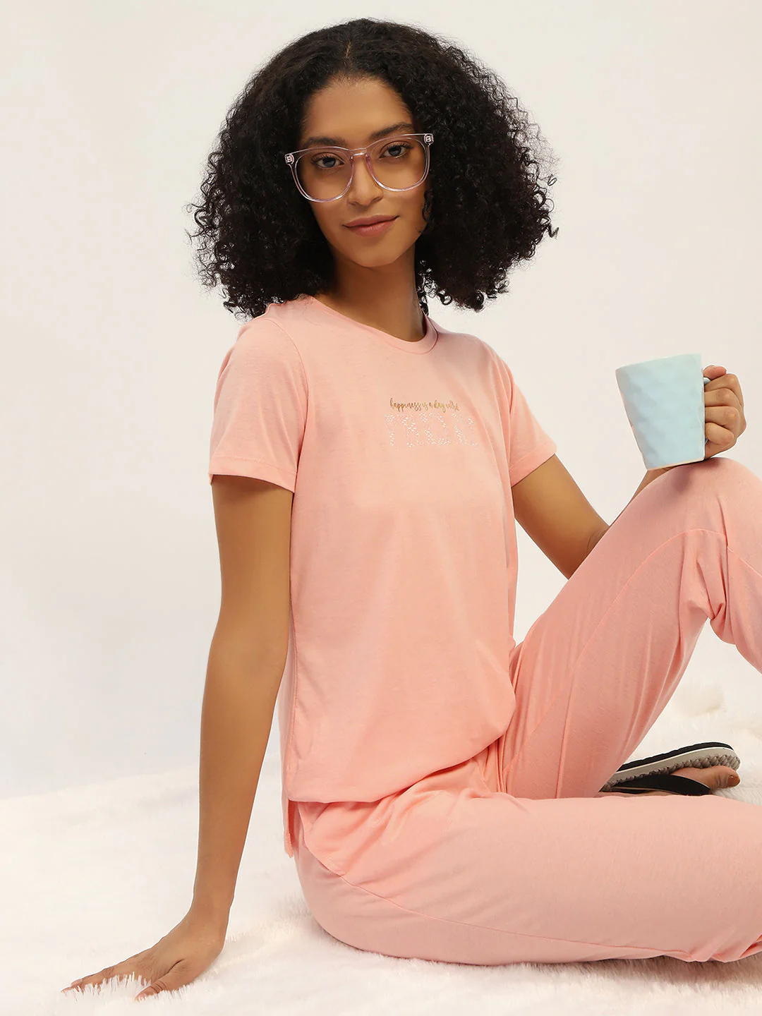 mSECRET Printed Peach Nightsuit Set - Image 2