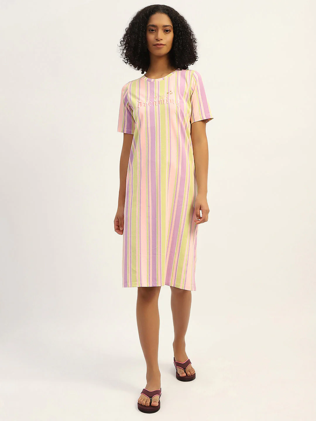 mSECRET Striped Pink Cotton Nightdress - Image 3