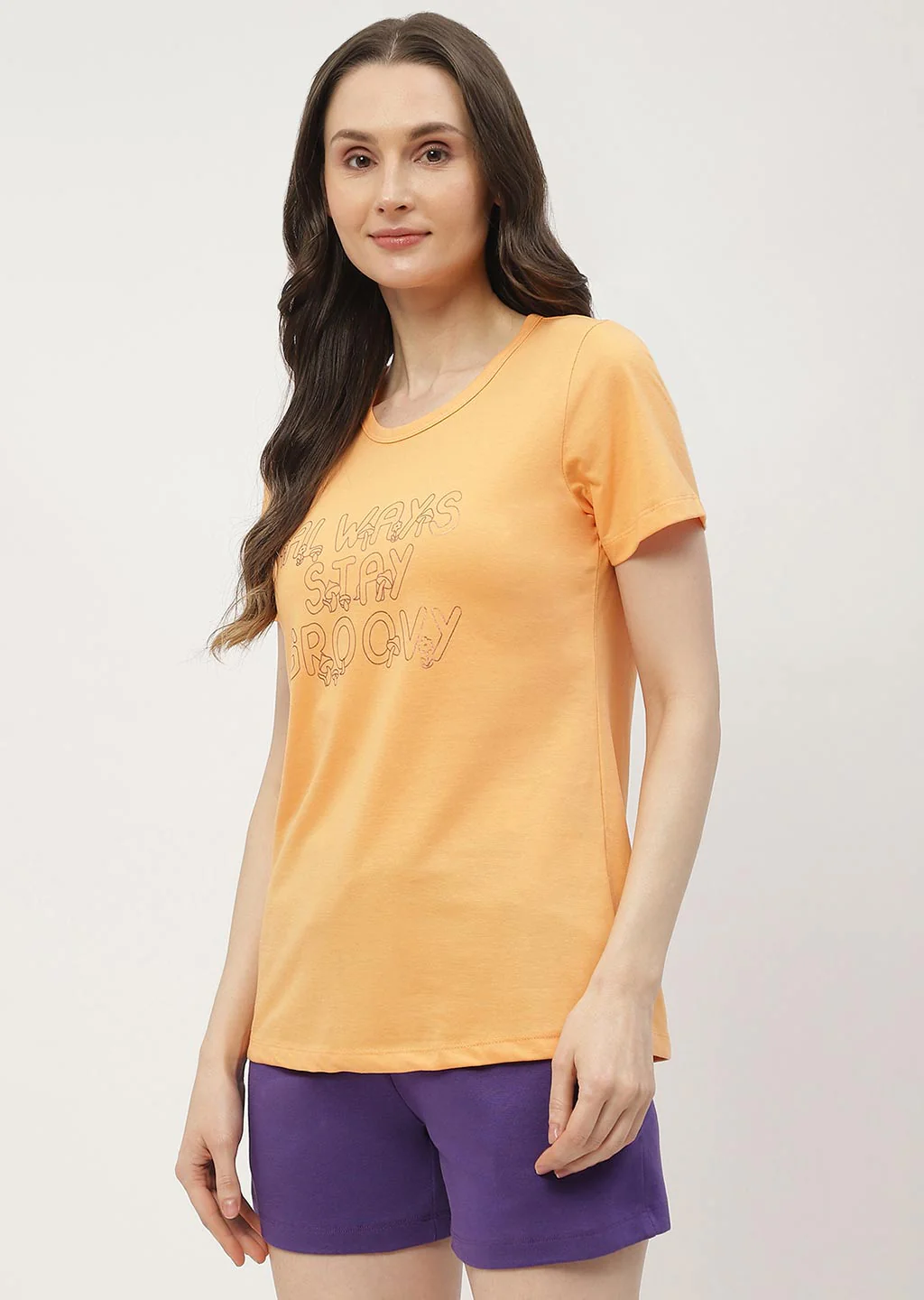 mSECRET Typography Orange & Lilac Combo T-shirt - Image 2