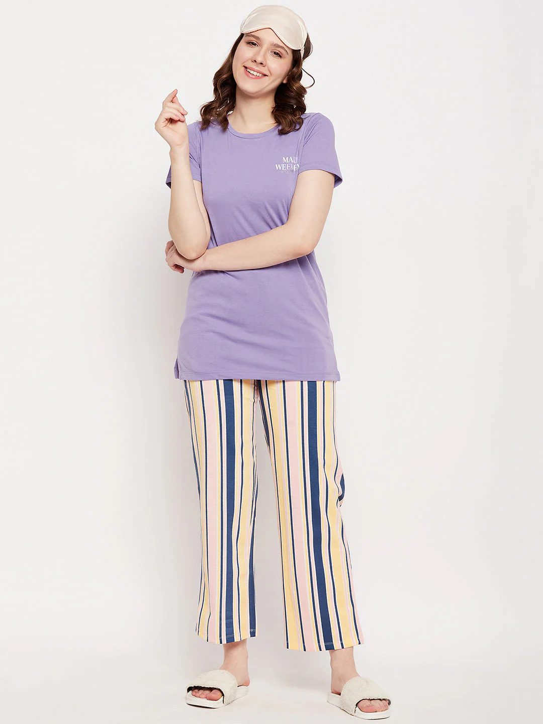 mSECRET Merchant Purple Striped Full Length Nightsuit