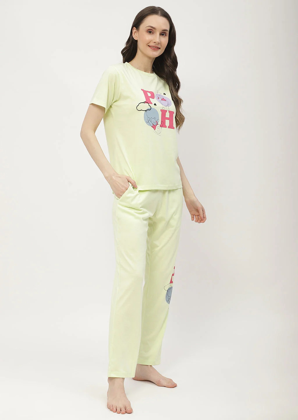 mSECRET Disney Pooh Printed T-shirt with Pajama Neon Nightsuit - Image 3