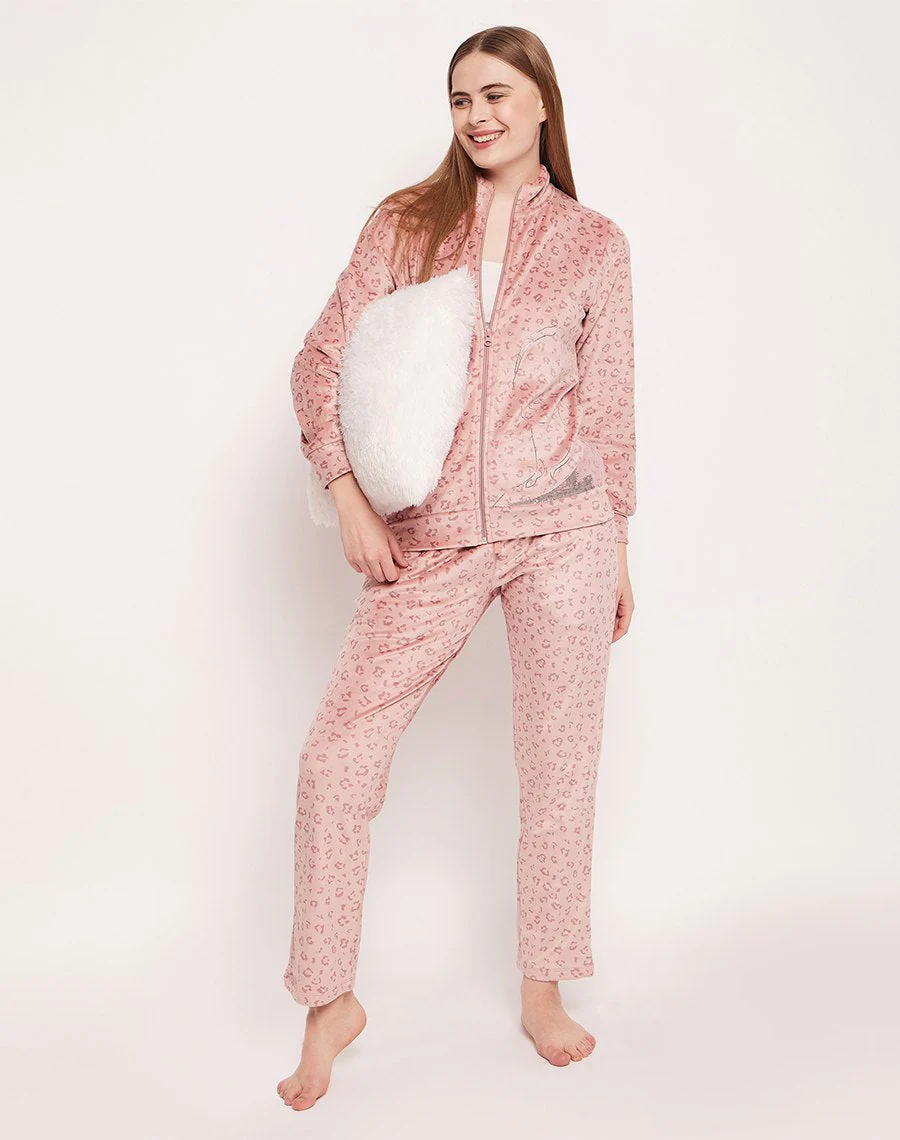 mSECRET Animal Print Peach Track Suit - Image 5