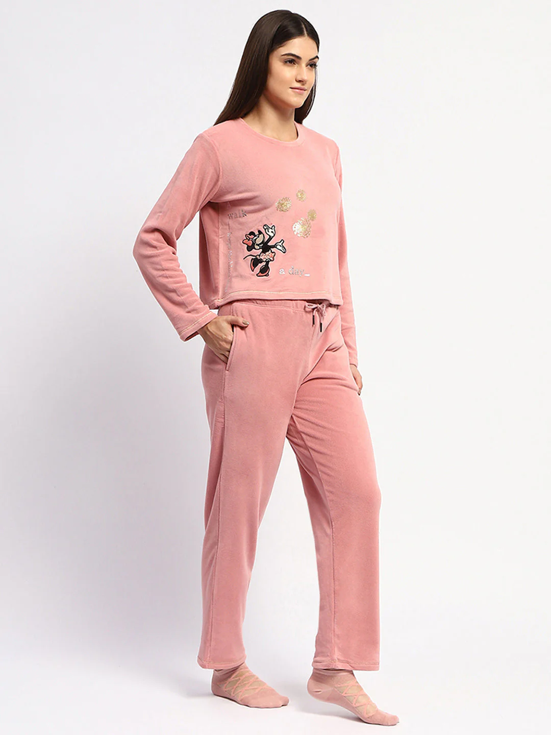 mSECRET Graphic Print Top and Bottom Peach Nightsuit - Image 4