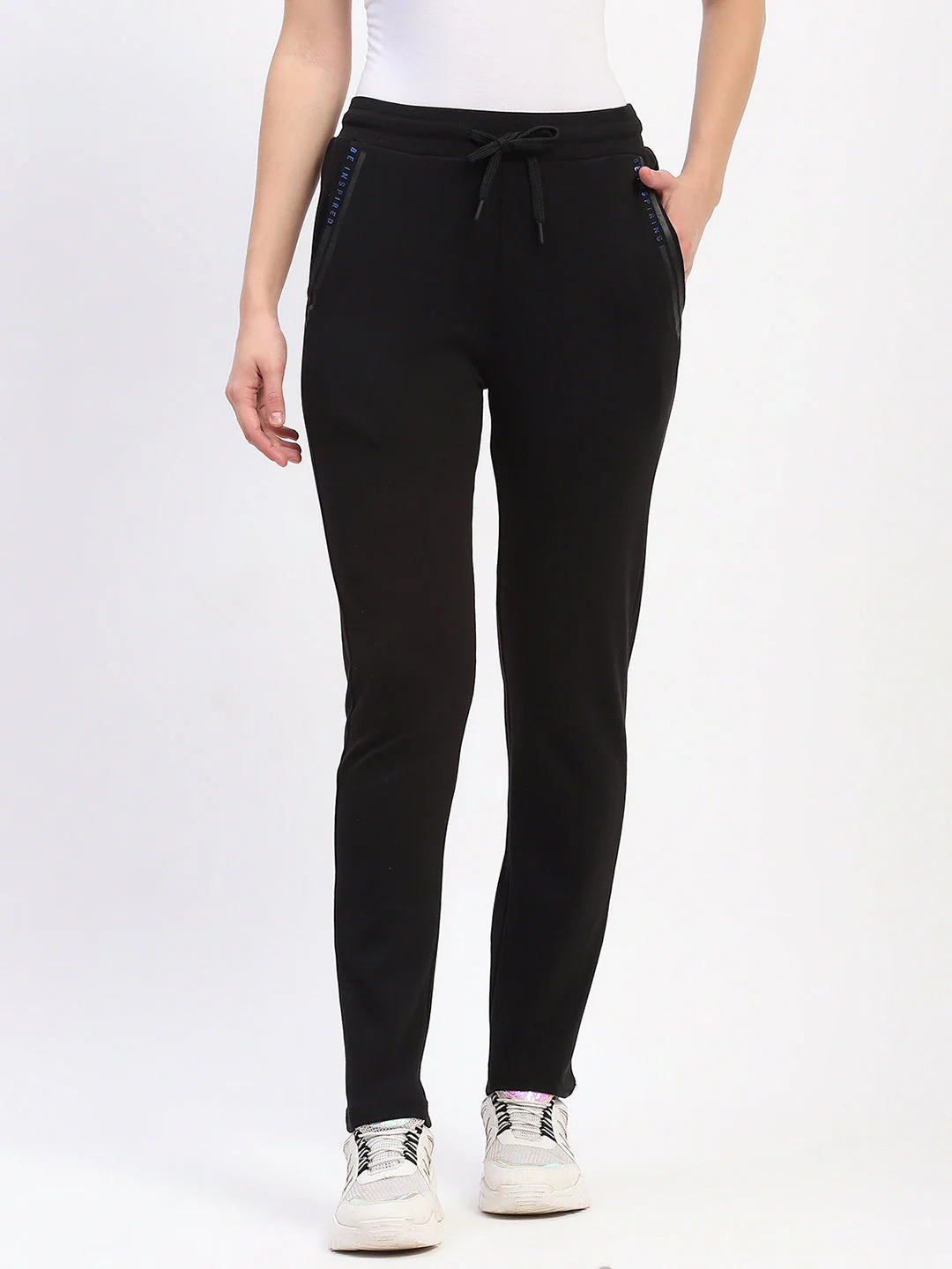 mSECRET Typography Print Drawstring Waist Black Track Bottoms - Image 2