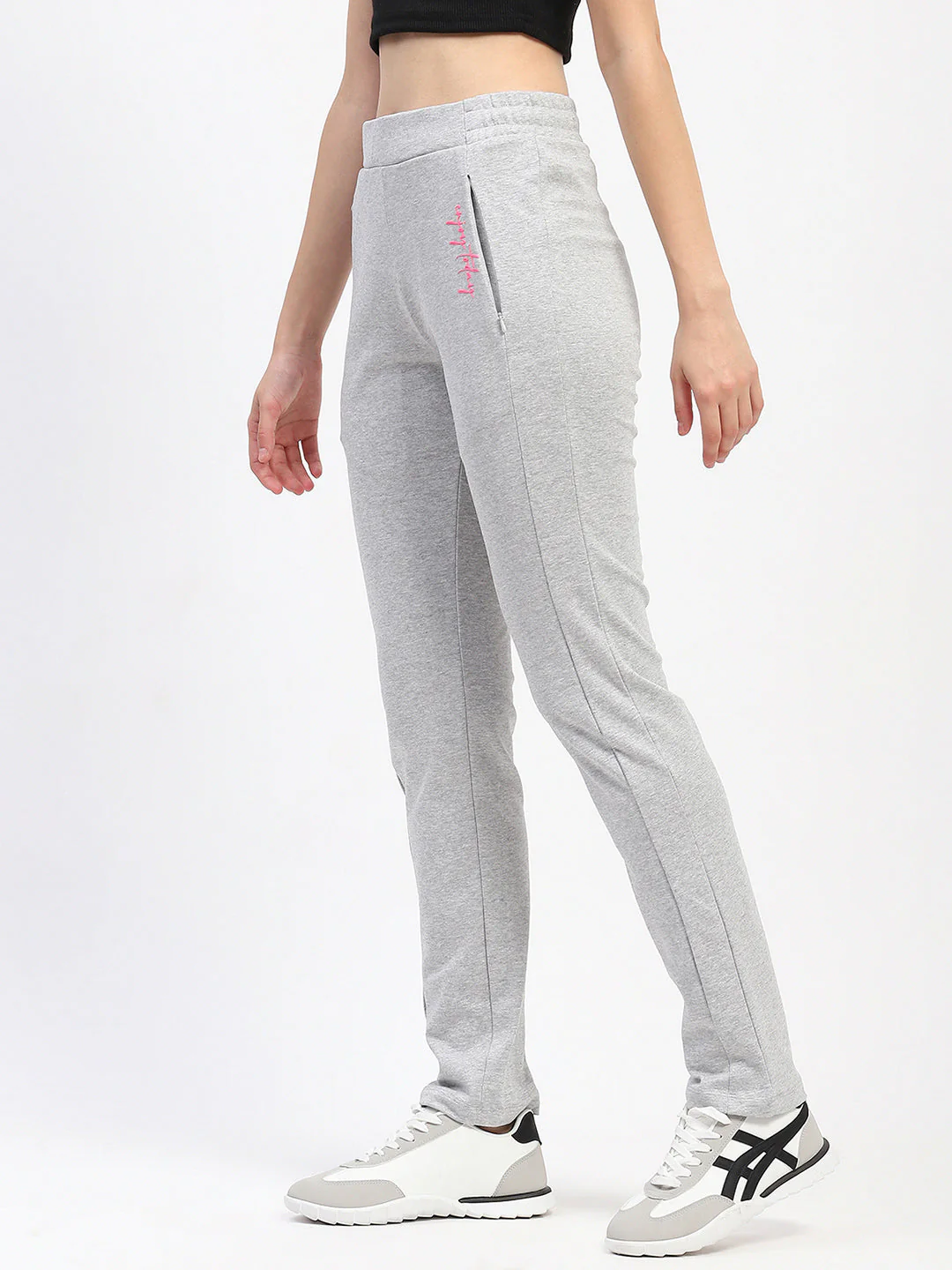 mSECRET Embossed Pleated Cotton Grey Track Bottoms - Image 4