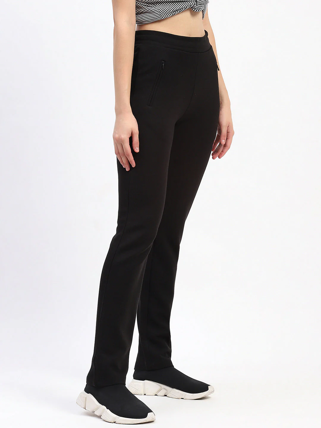 mSECRET Typography Print Zip Pockets Black Track Bottoms - Image 3