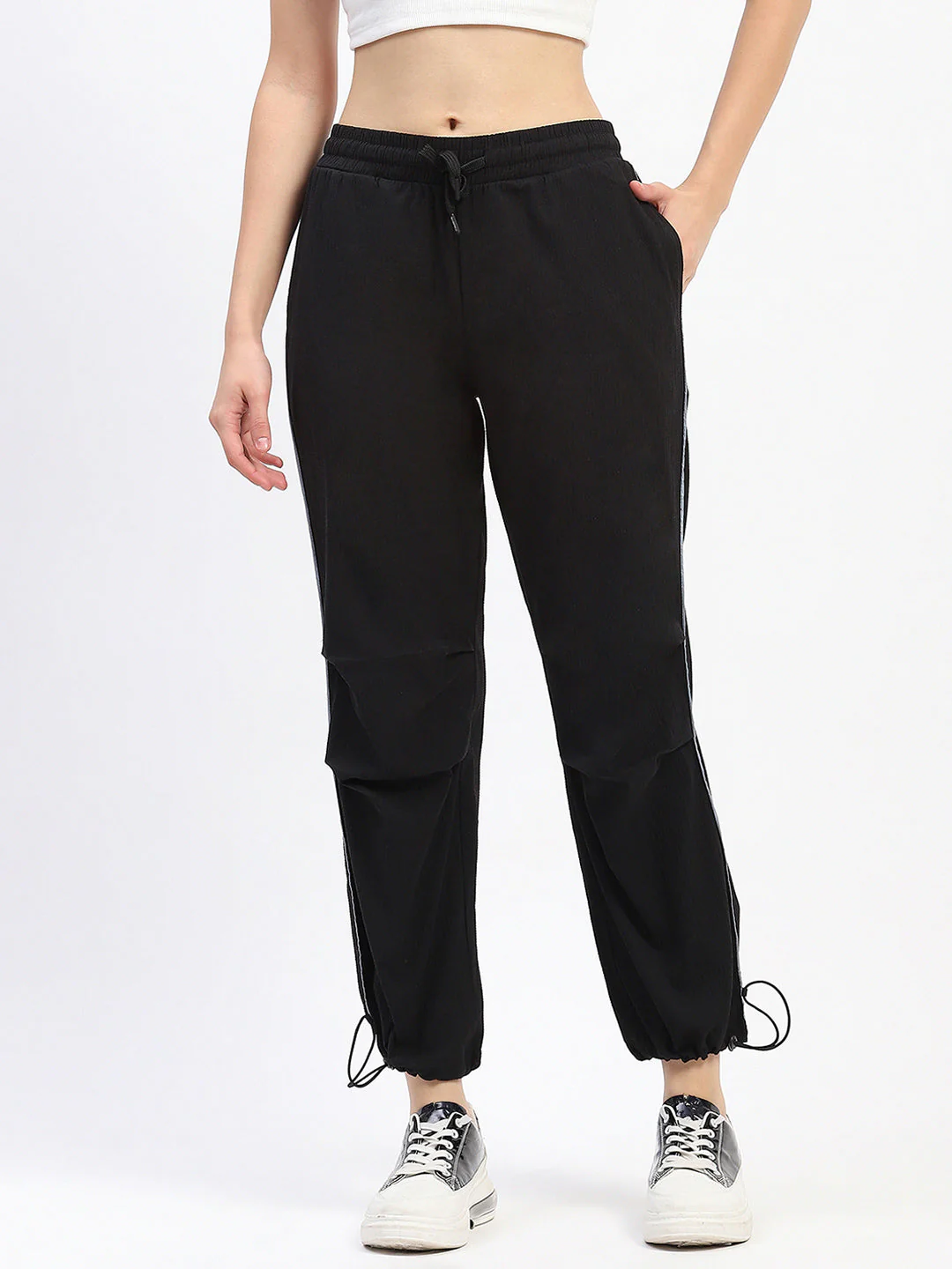 mSECRET Bottom Drawstring Elasticated Waist Solid Black Sweatpants - Image 2