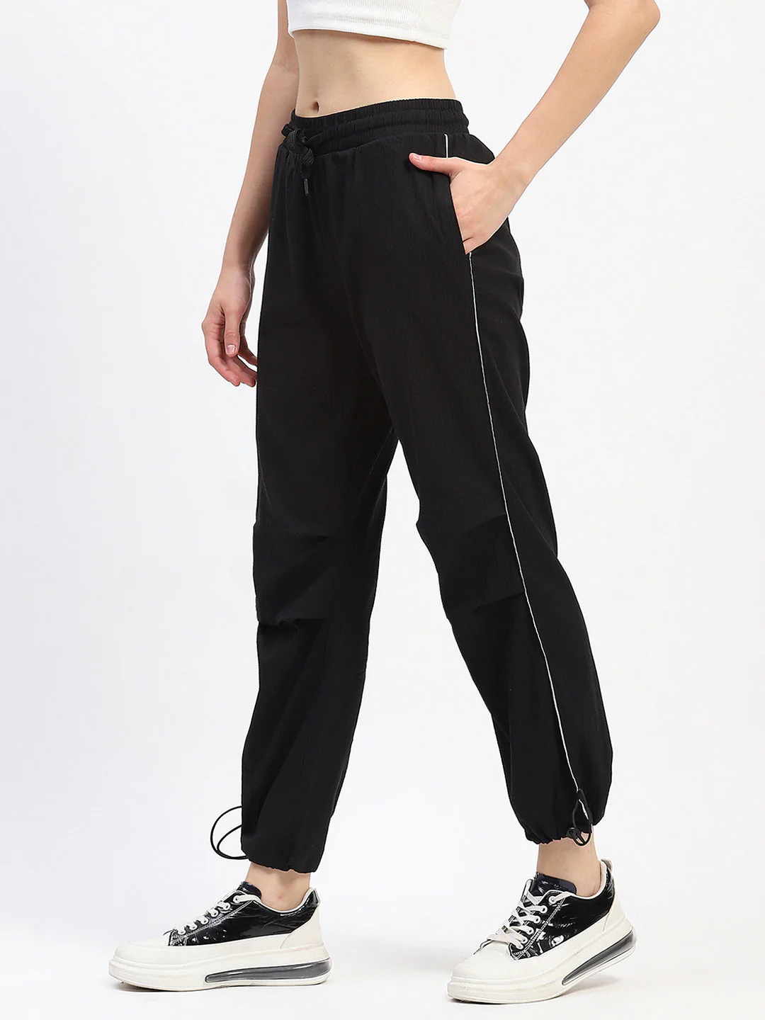 mSECRET Bottom Drawstring Elasticated Waist Solid Black Sweatpants - Image 4