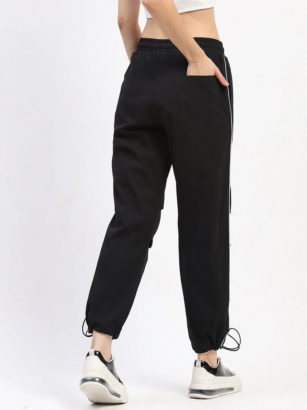 mSECRET Bottom Drawstring Elasticated Waist Solid Black Sweatpants - Image 5