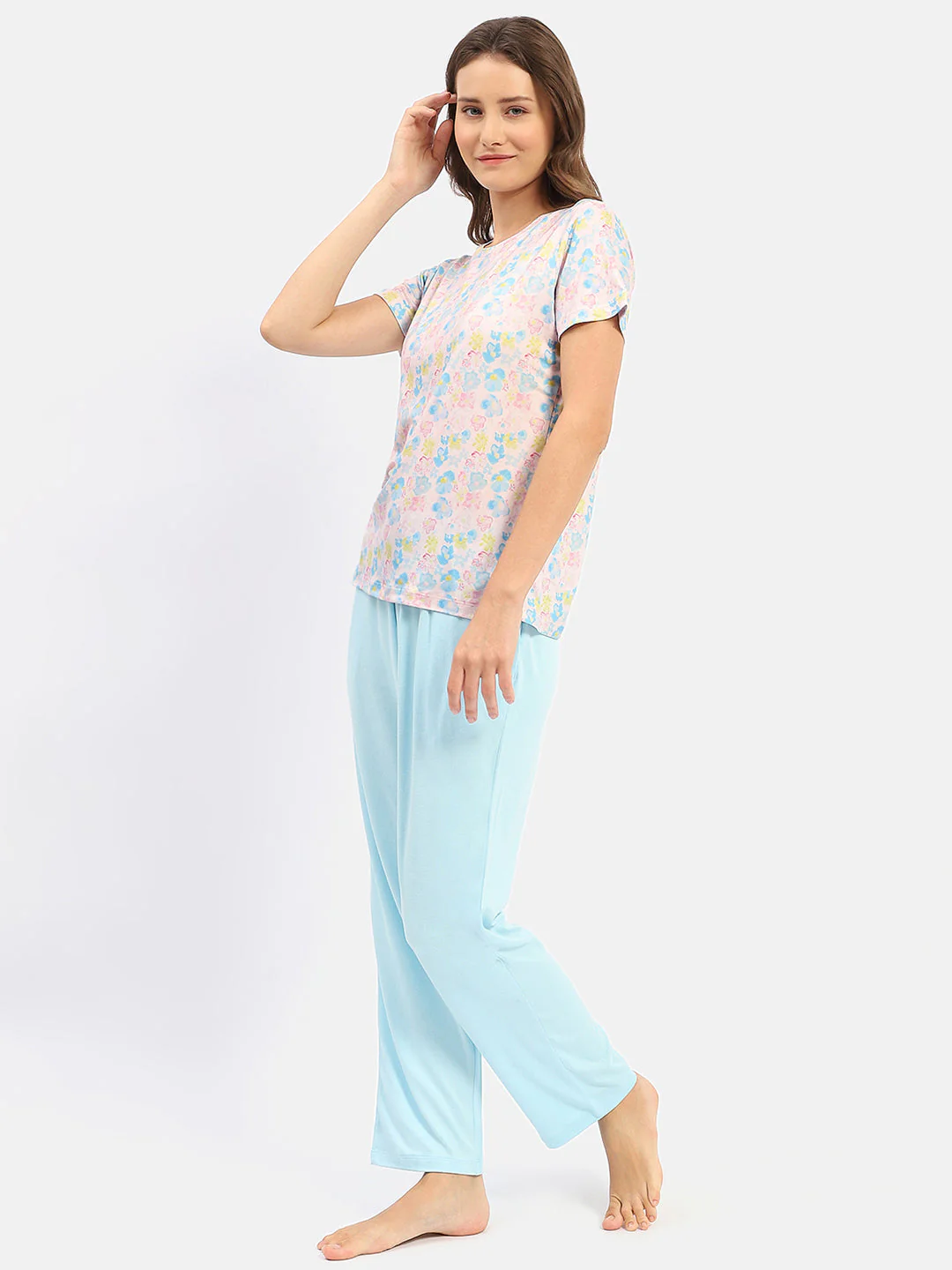 mSECRET Abstract Print Blue Two Piece Nightsuit - Image 4